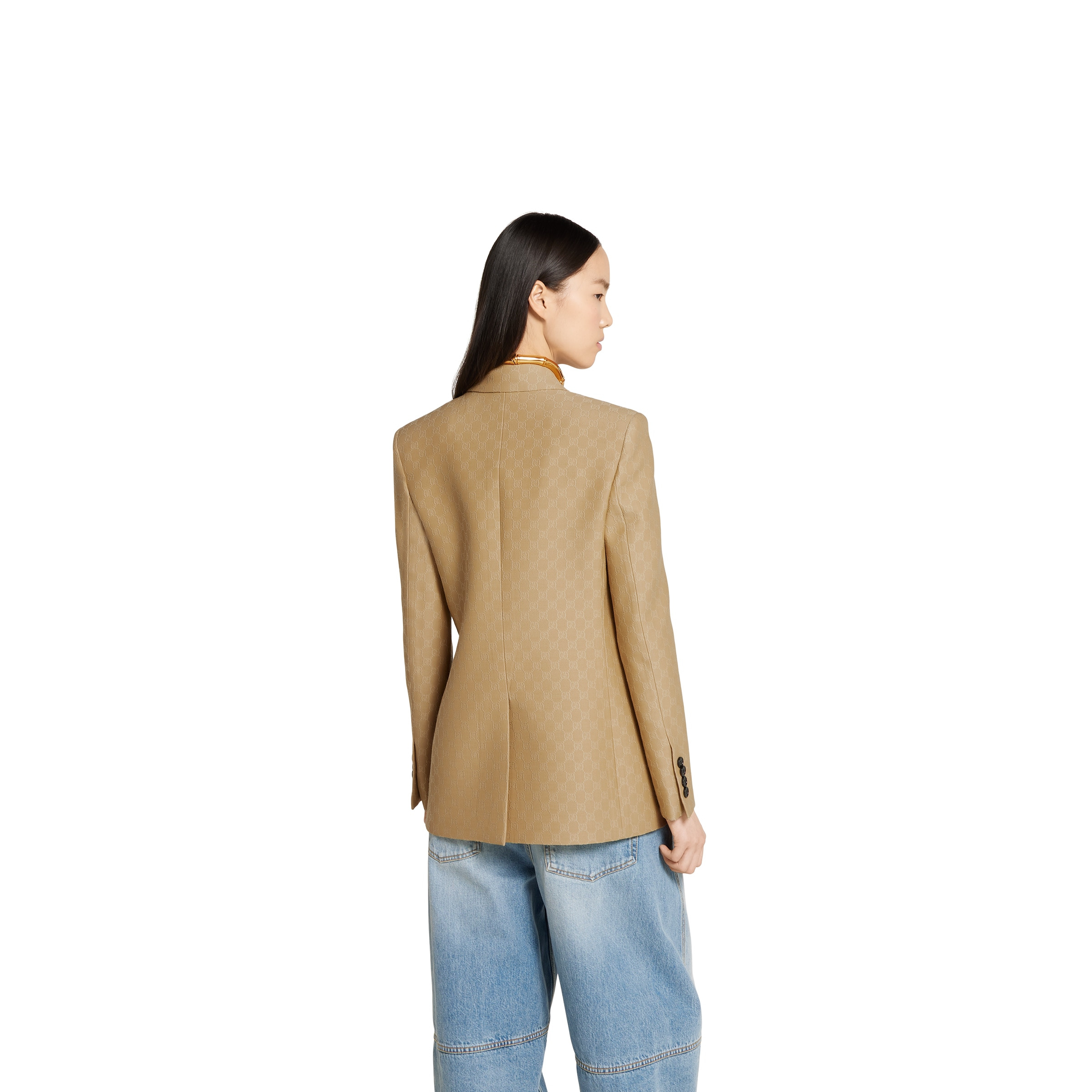 GG silk wool crêpe jacquard jacket - 4