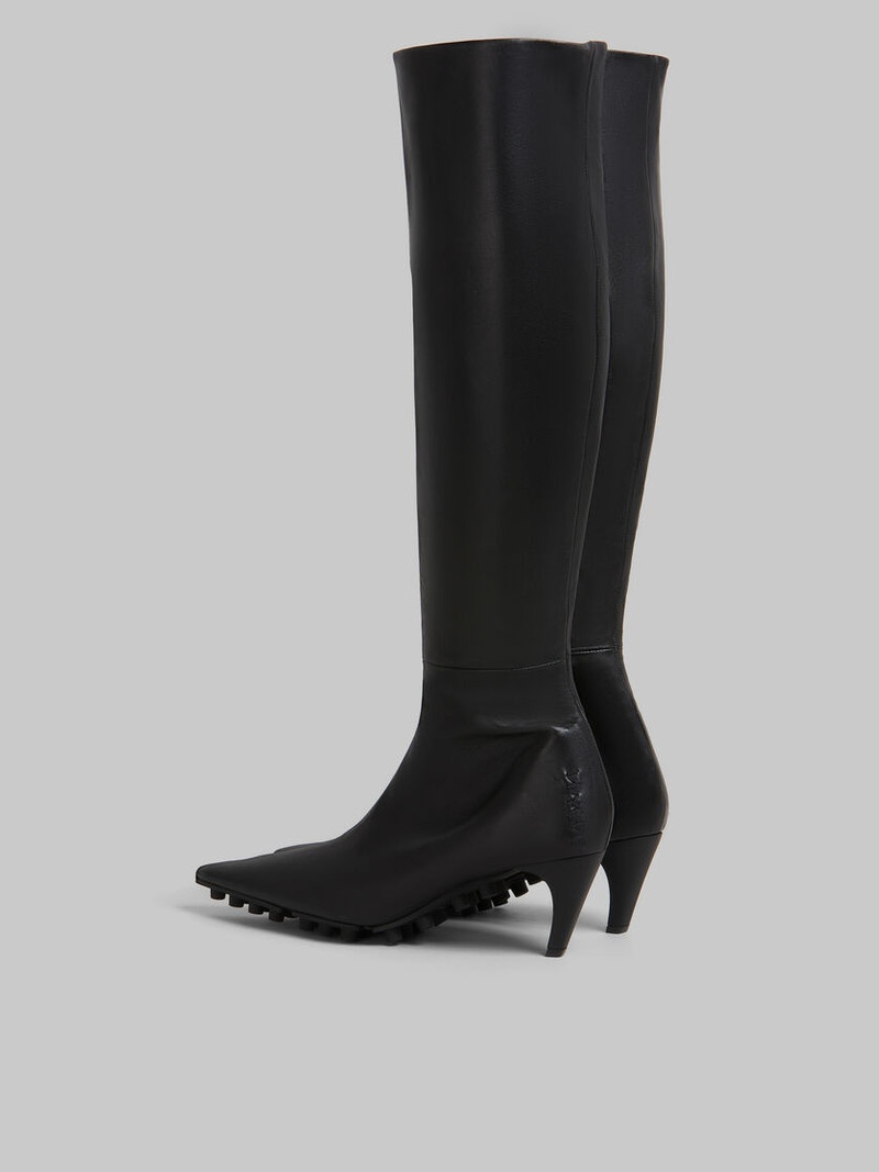 Marni BLACK NAPPA KNEE-HIGH SPIKE BOOT outlook