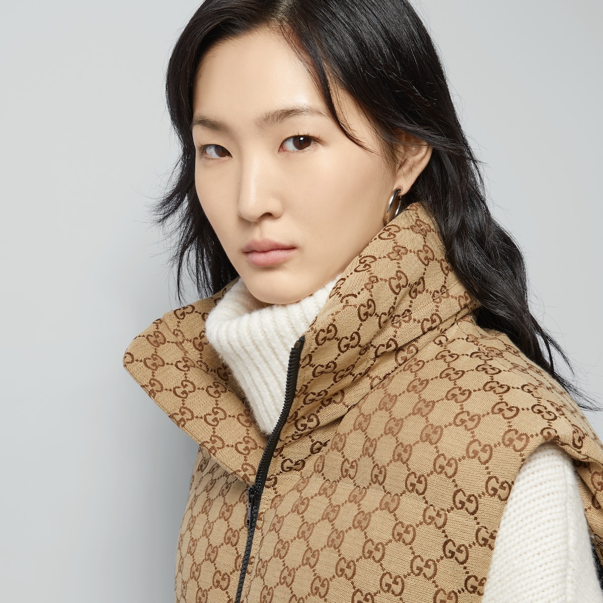 GG canvas padded vest - 3