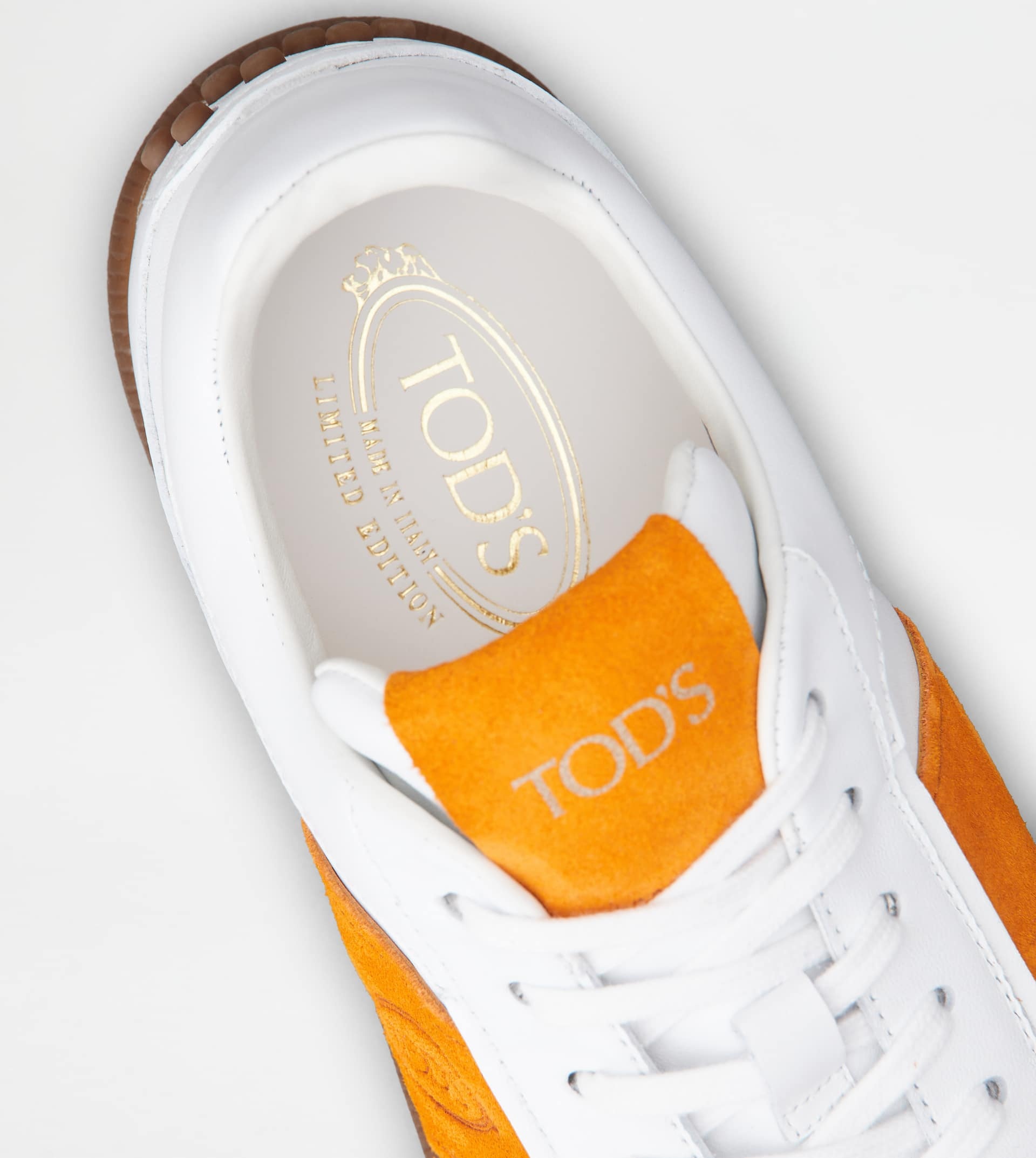 TOD'S TABS SNEAKERS IN SUEDE - WHITE, ORANGE - 5