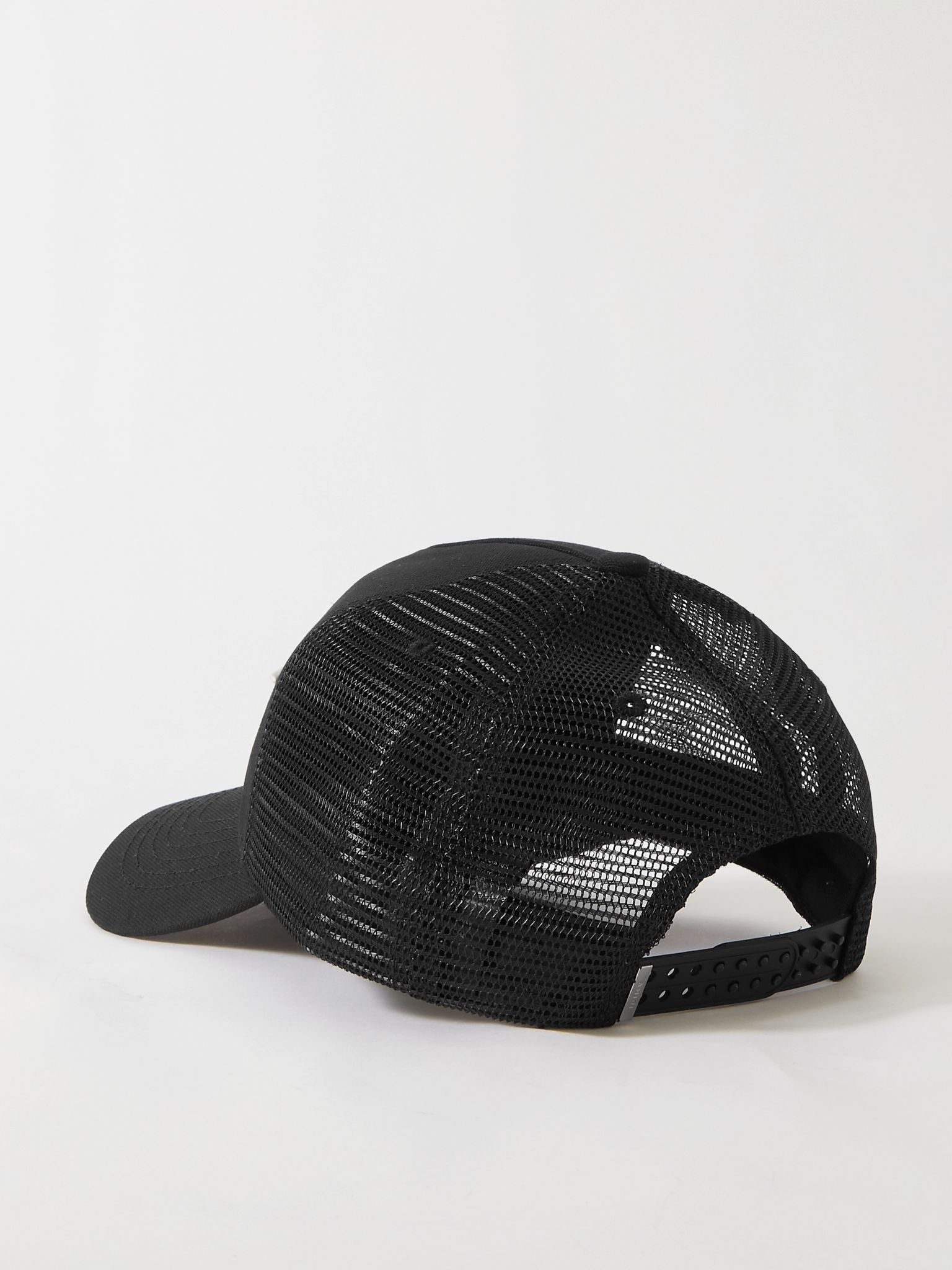 Leather-Trimmed Cotton-Twill and Mesh Trucker Cap - 4