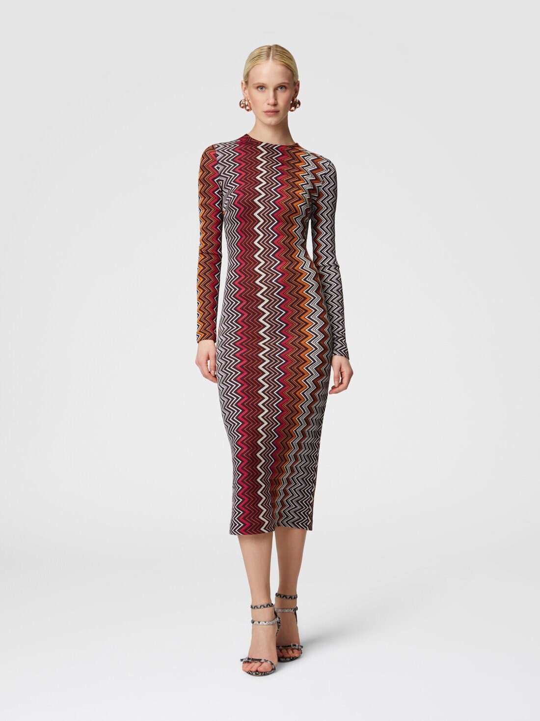 Viscose and wool zigzag midi dress - 2