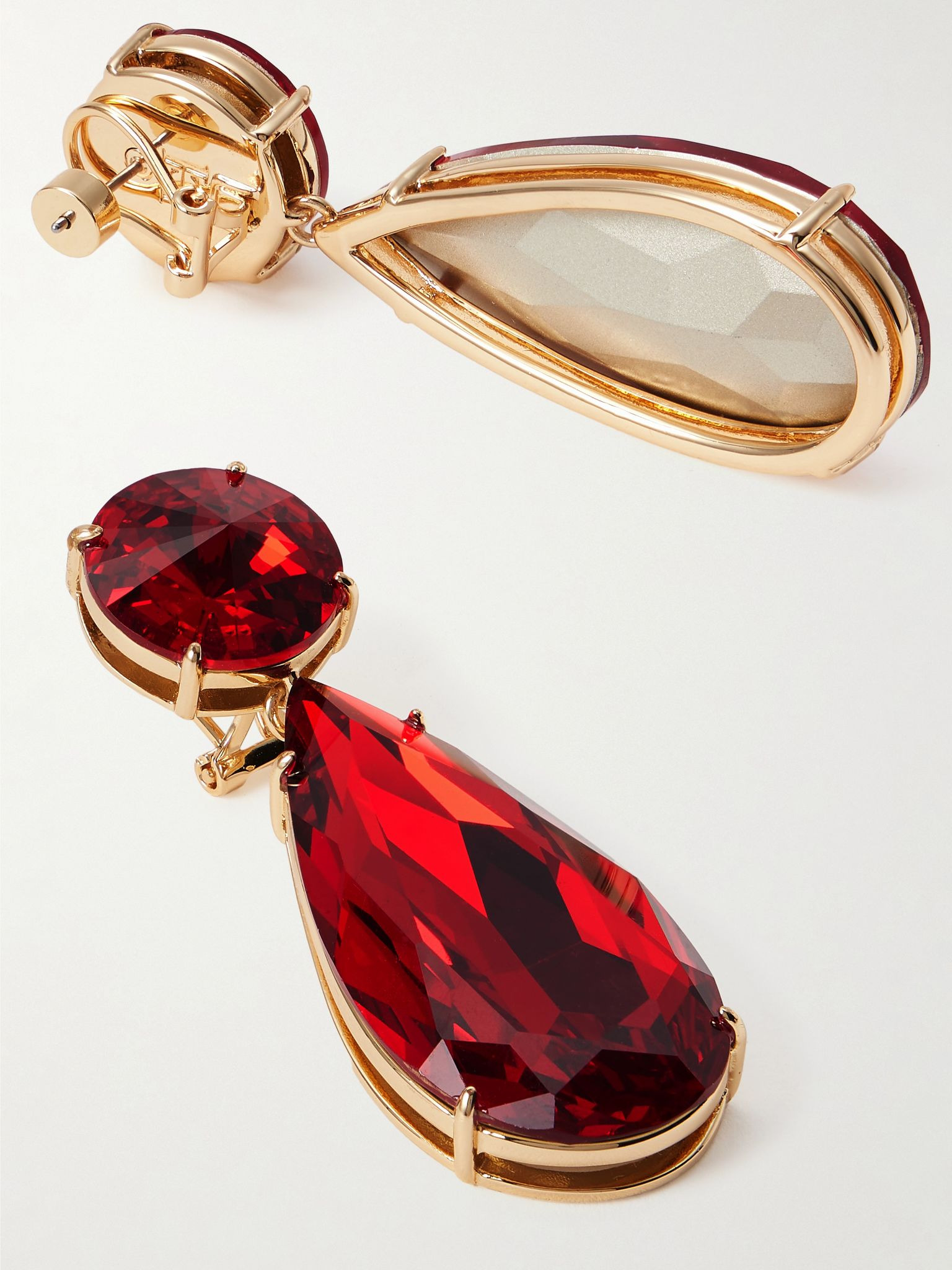 Gold-tone crystal earrings Red - 3