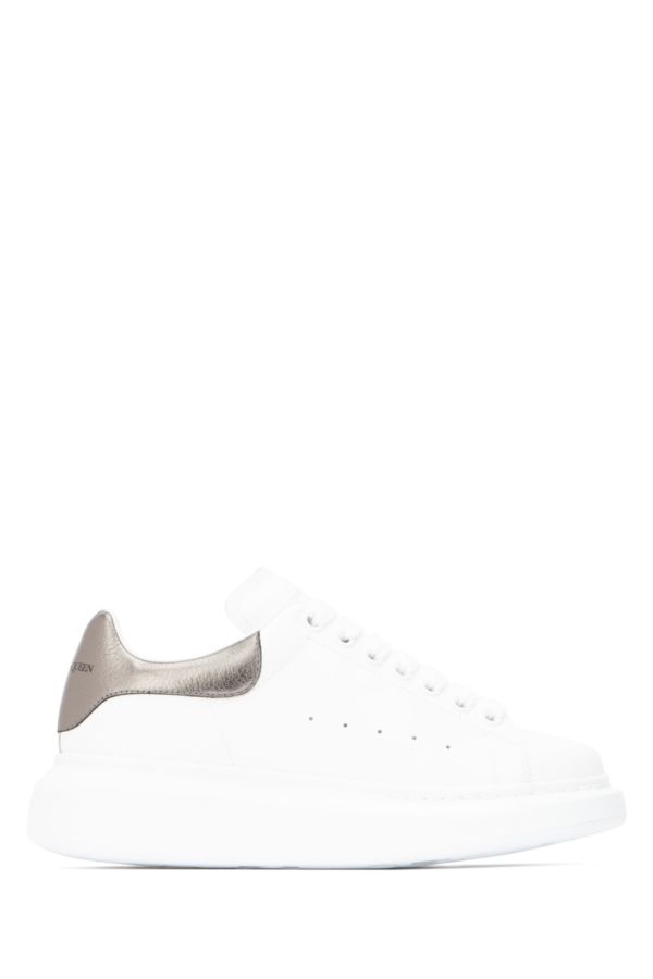 White leather sneakers with lead leather heel - 1