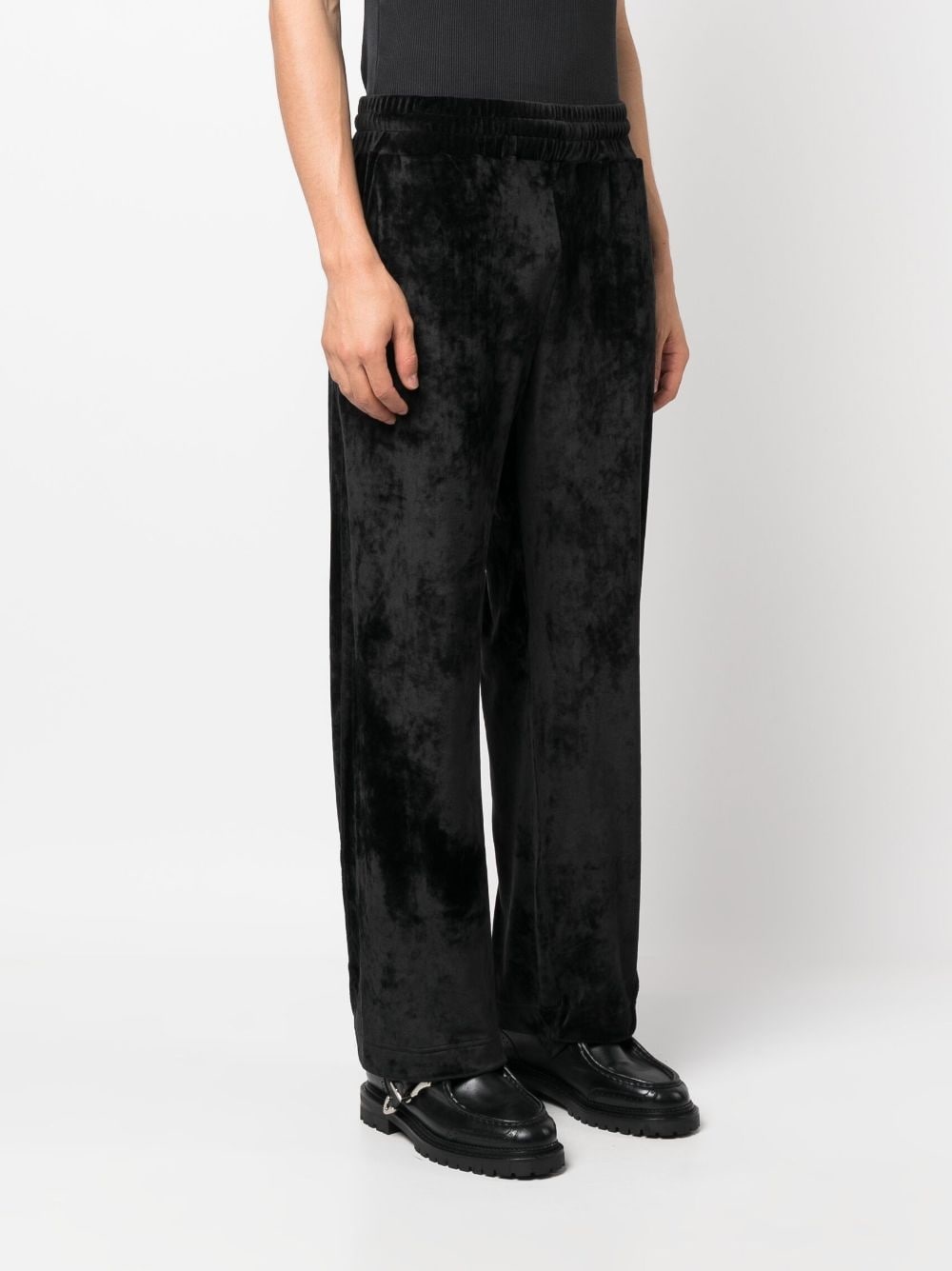 logo-embroidered velvet trousers - 3
