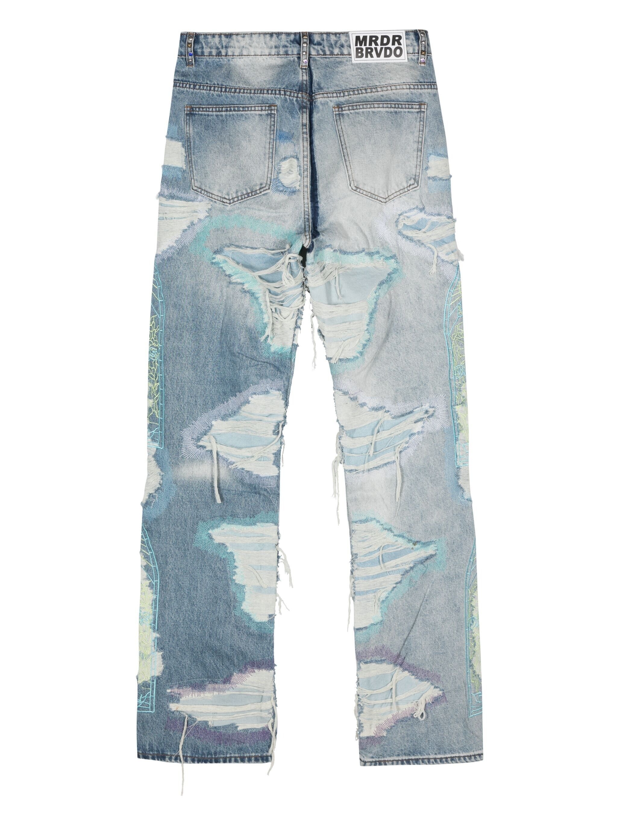distressed straight-leg jeans - 2