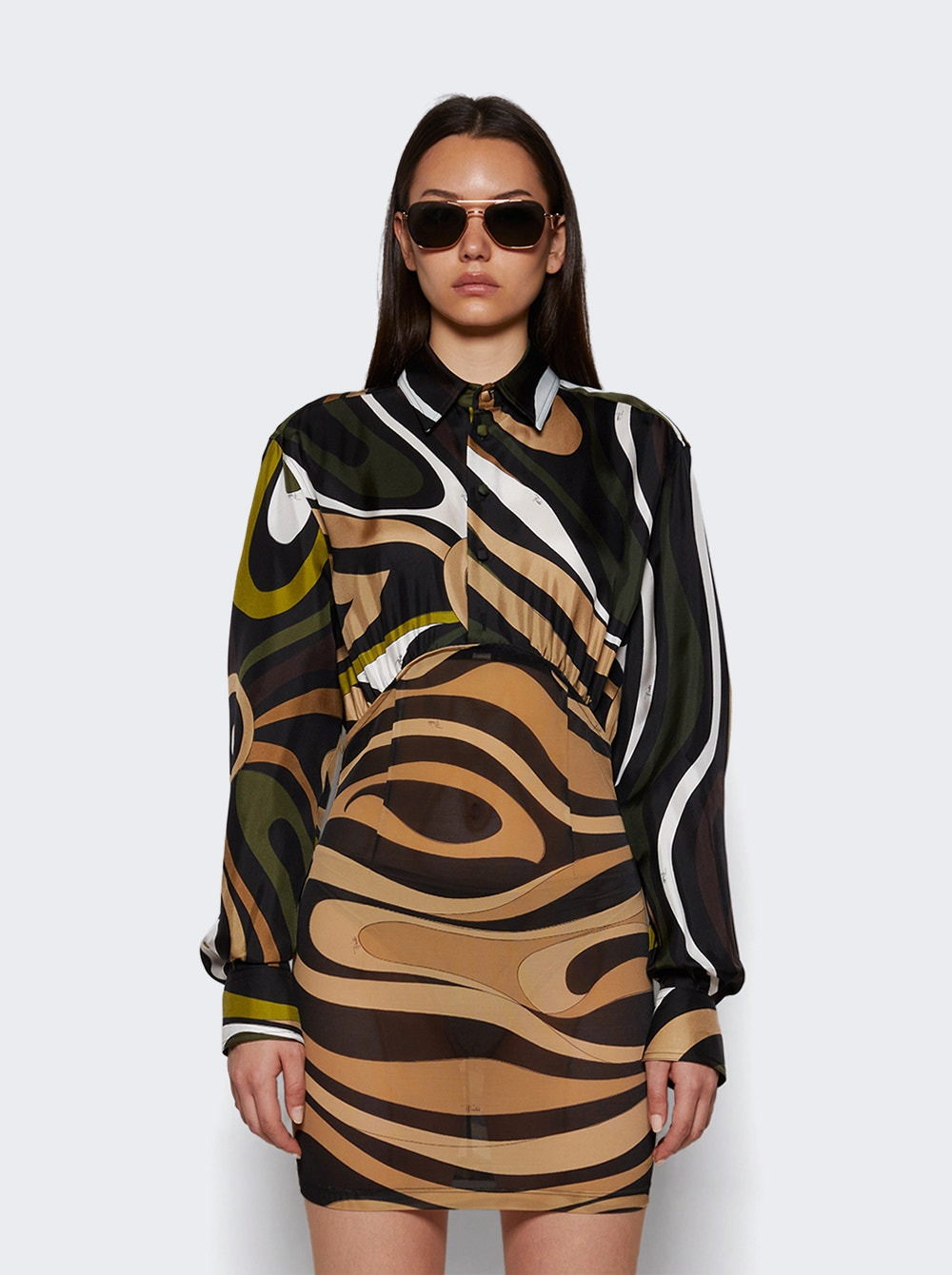 Marmo Print Long Sleeves Khaki - 2