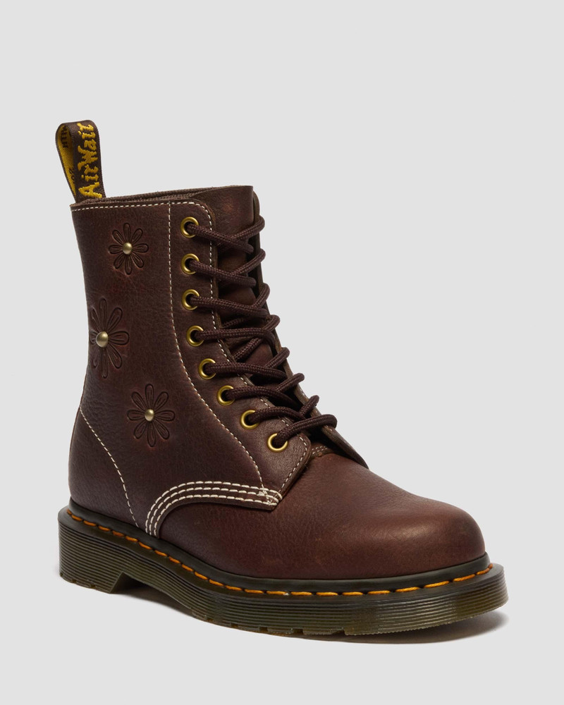 Dr. Martens 1460 Pascal Flower Embossed Grizzly Leather Boots outlook