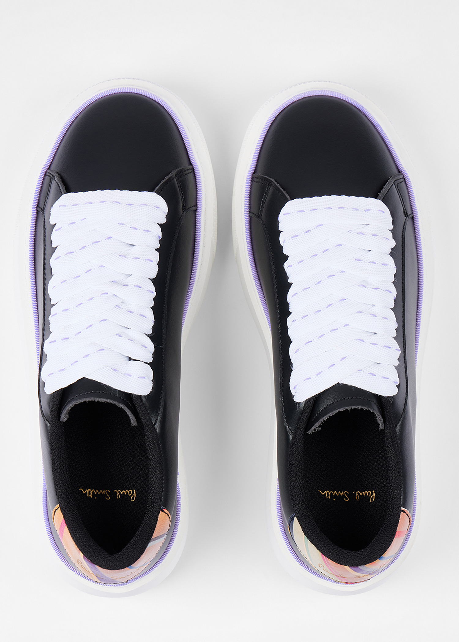 Women's Black Leather 'Guppy' Platform Trainers - 5