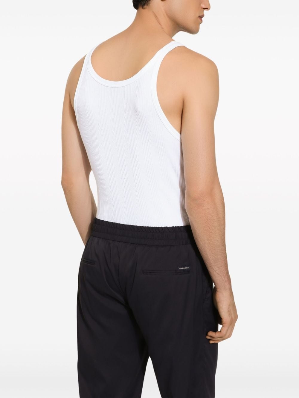 logo-plaque ribbed tank top - 4