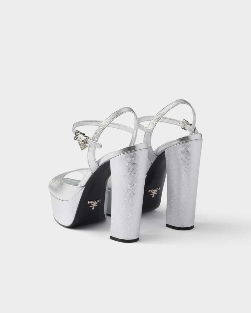 Patent Saffiano leather platform sandals 4