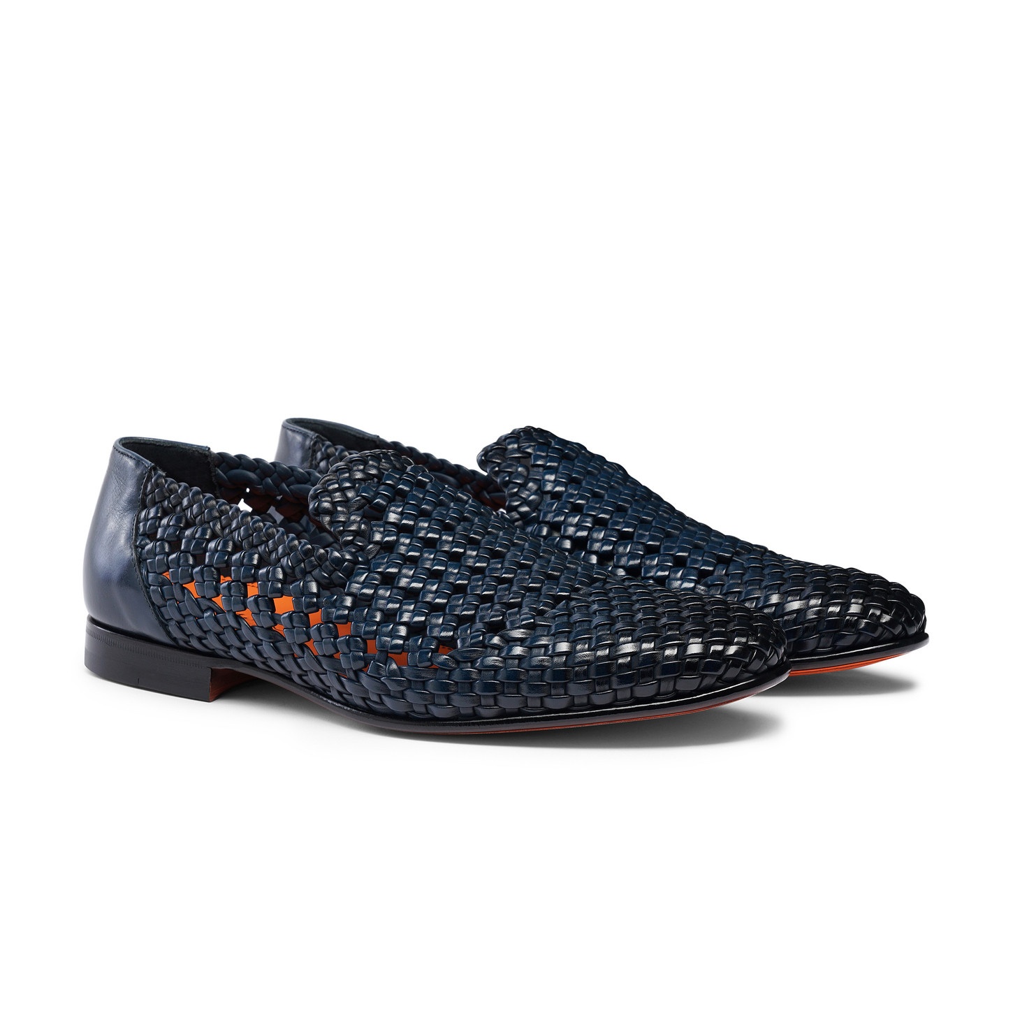 Men's blue woven leather loafer - 4