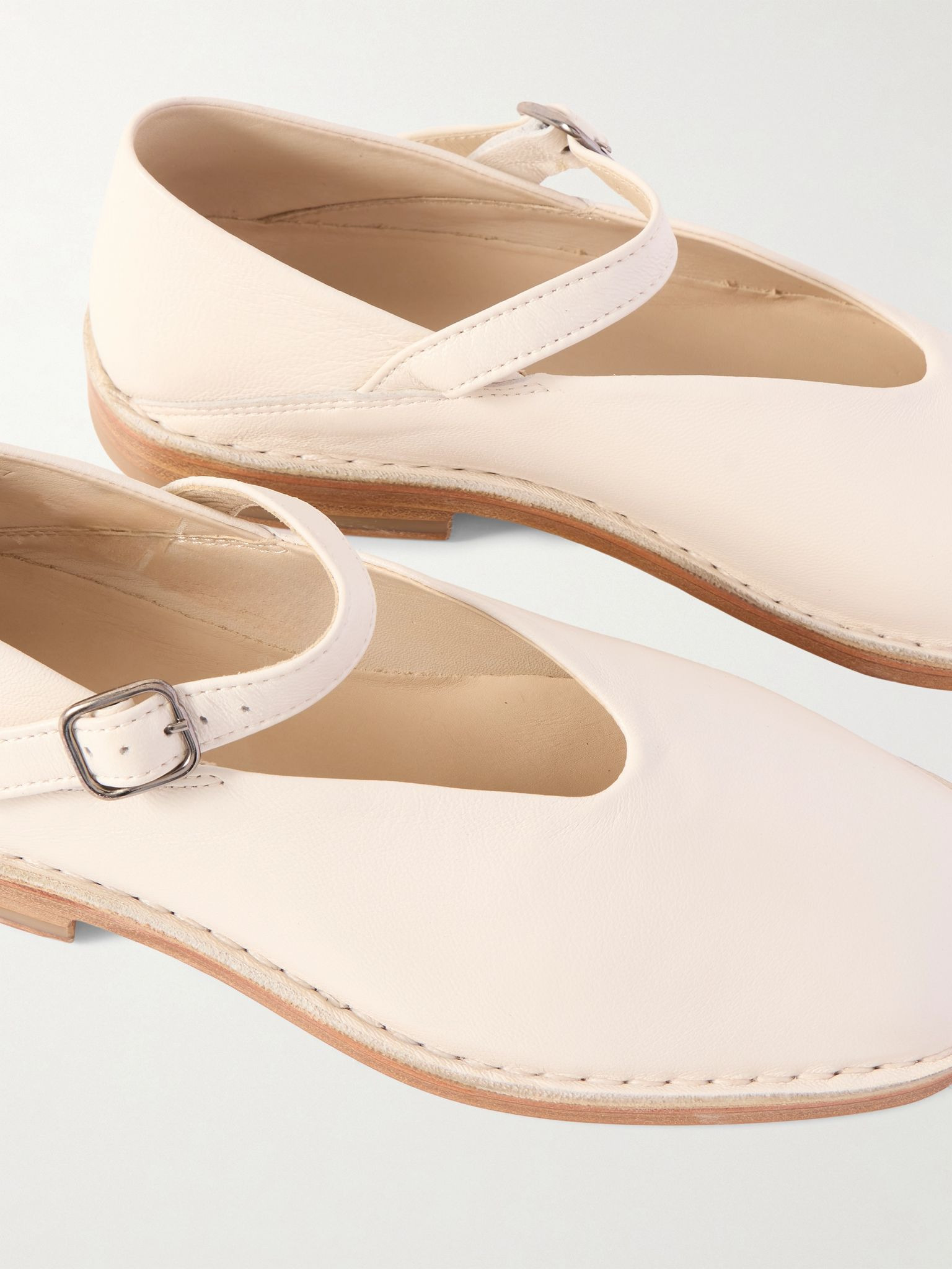 Leather ballet flats White - 5