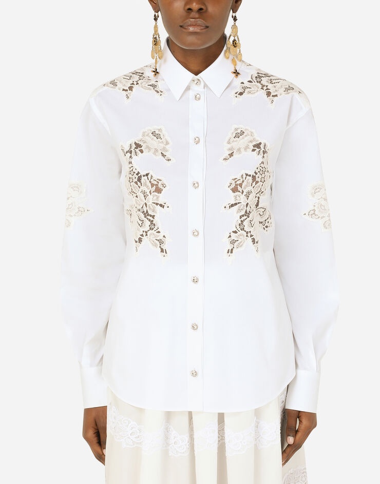 Poplin shirt with lace openwork - 1