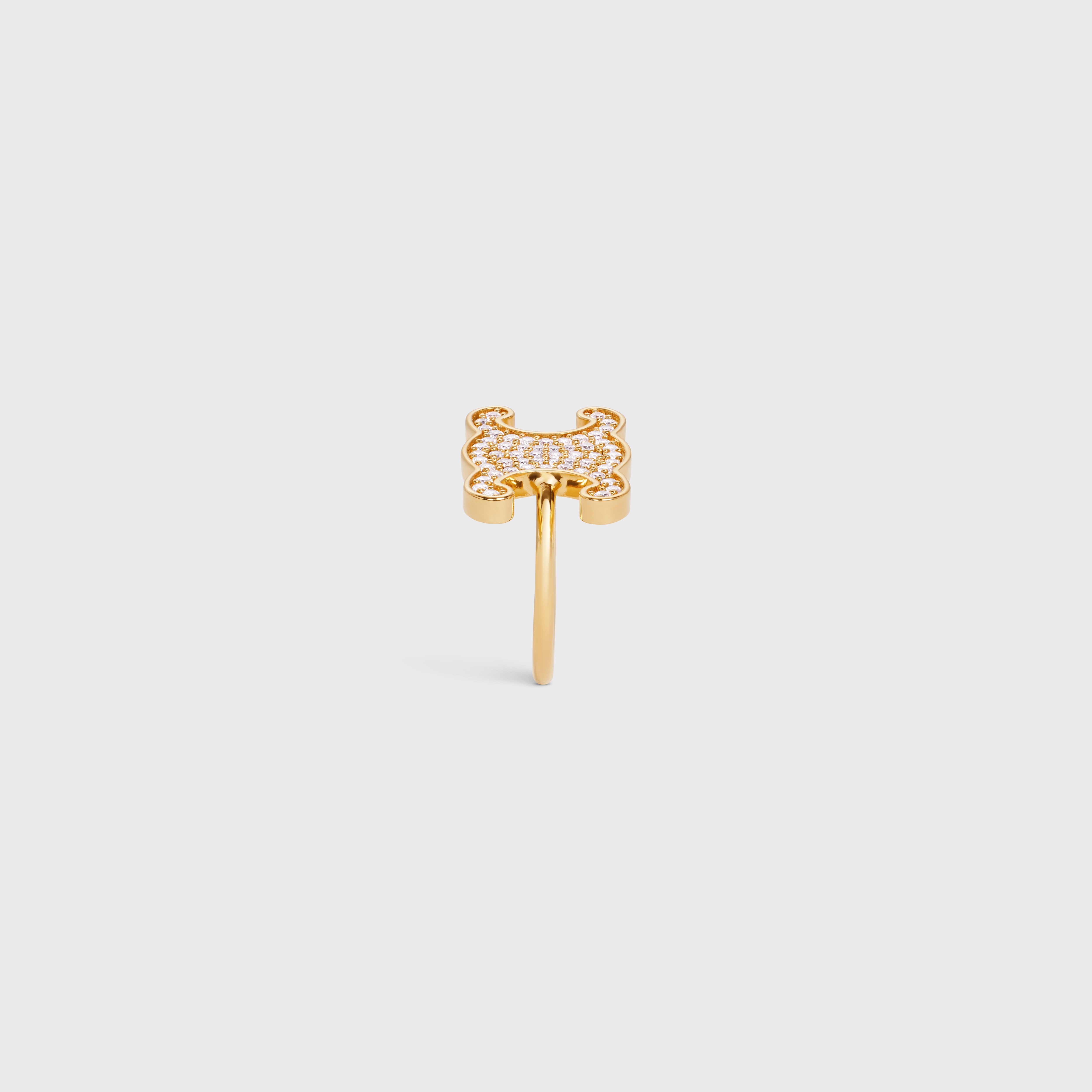 Triomphe Rhinestone Ring in Brass with Gold Finish and Crystals - 3