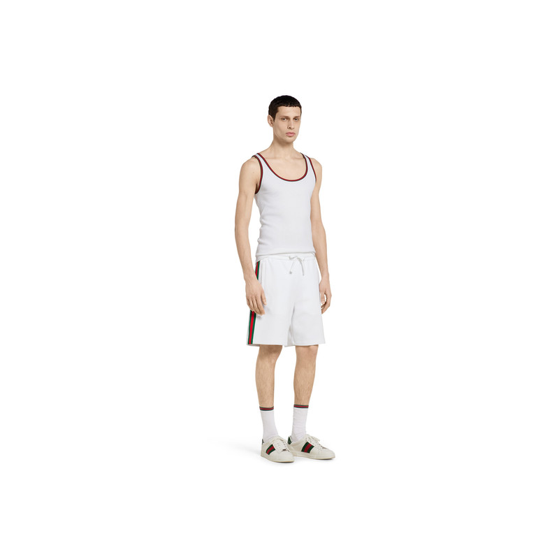 GUCCI Rib cotton tank top with Web outlook
