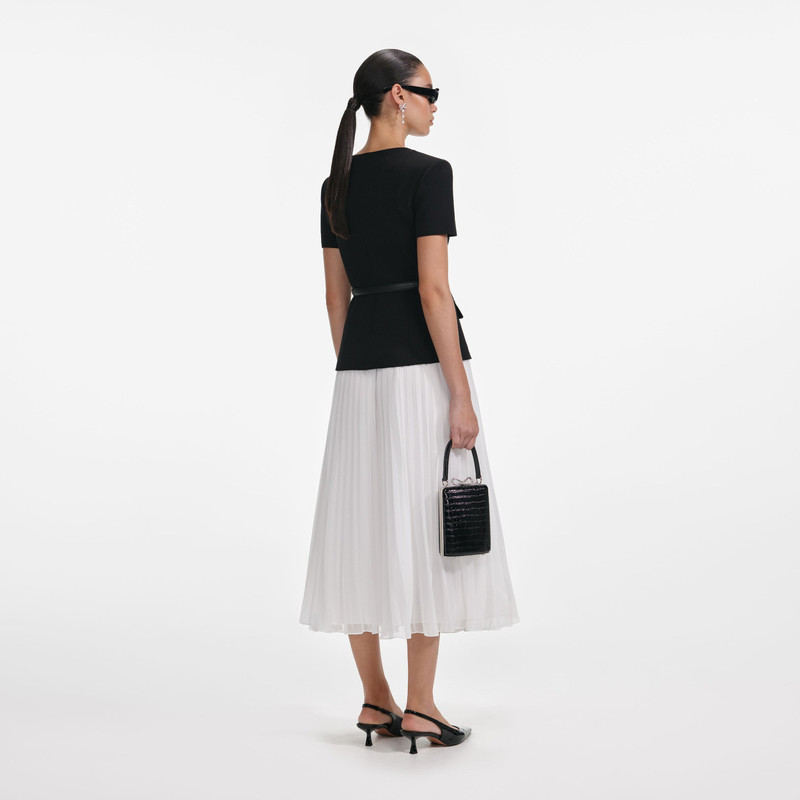 self-portrait Black Tailored Contrast Chiffon Midi Dress outlook