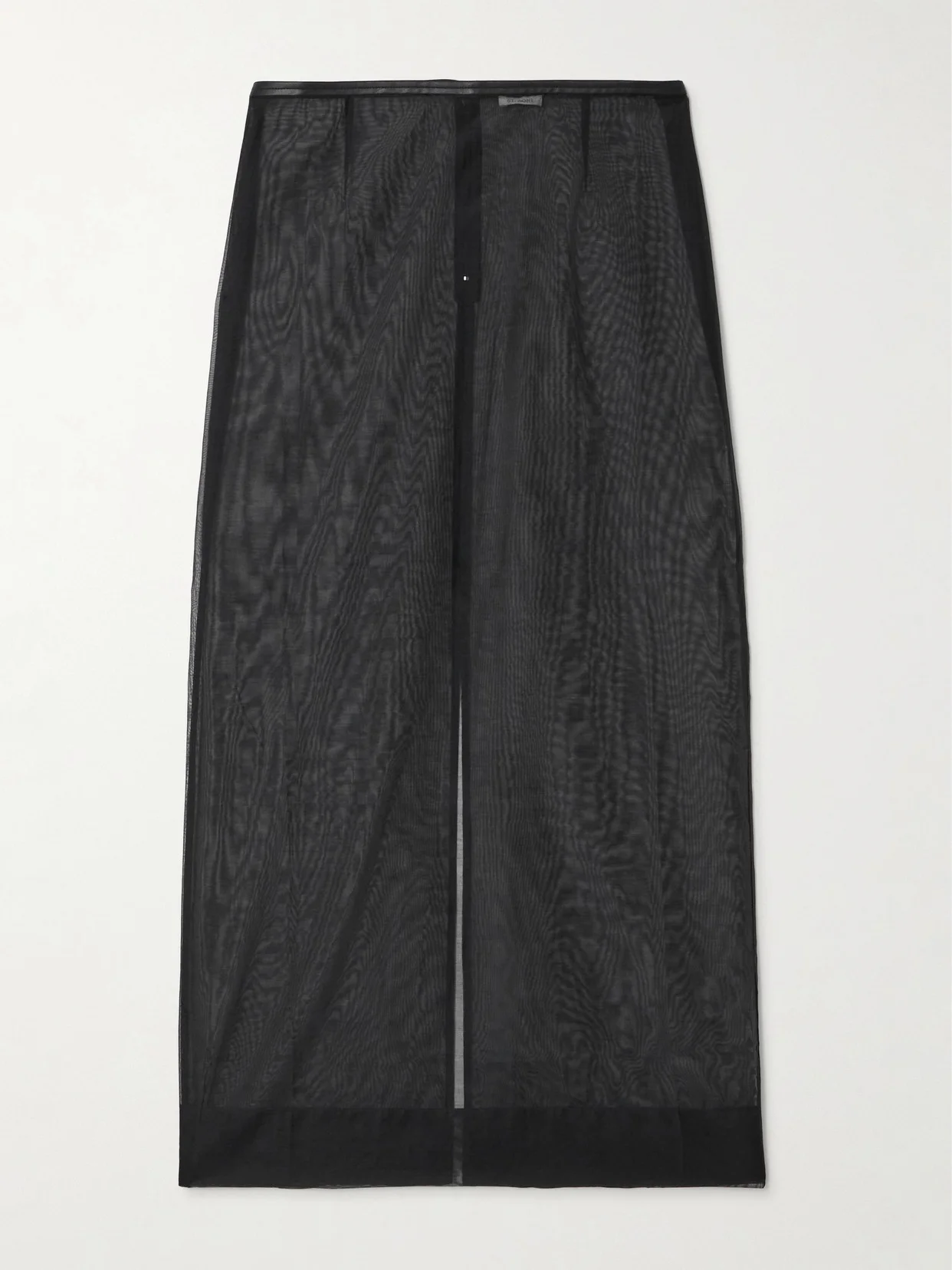 Leather-trimmed Organic Cotton-blend Tulle Maxi Skirt - 1