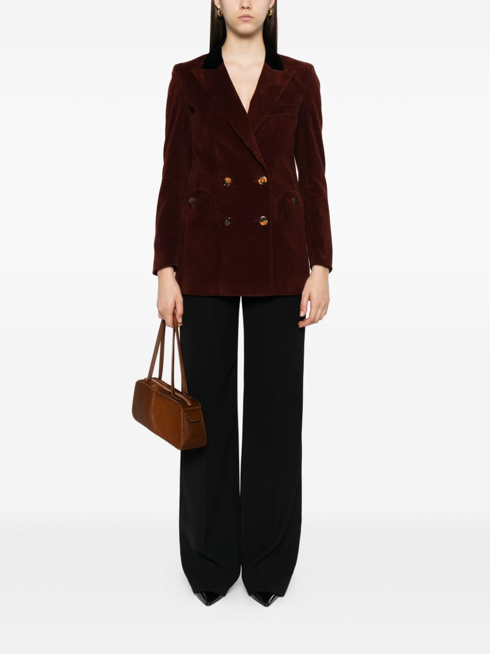corduroy double-breasted jacket - 2