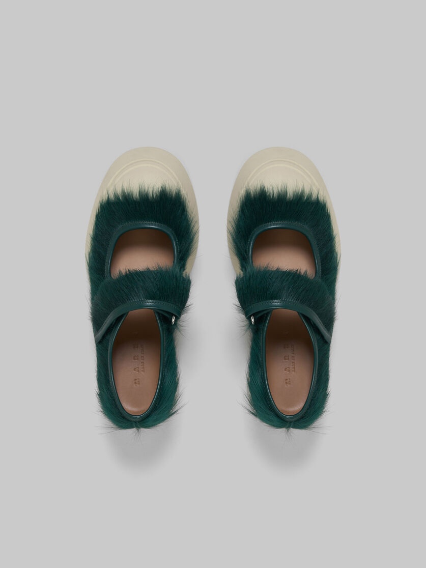 SEA GREEN LONG-HAIR CALFSKIN MARY JANE SNEAKER - 4