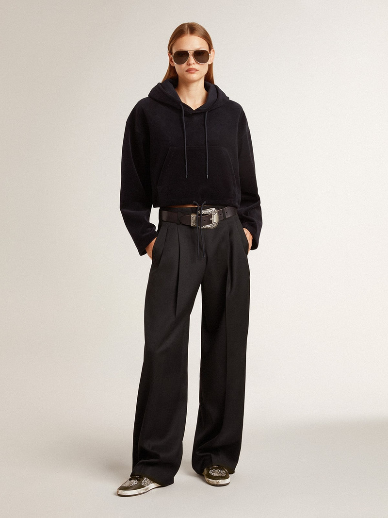 Women’s black chenille sweatshirt with embroidery on the back 3