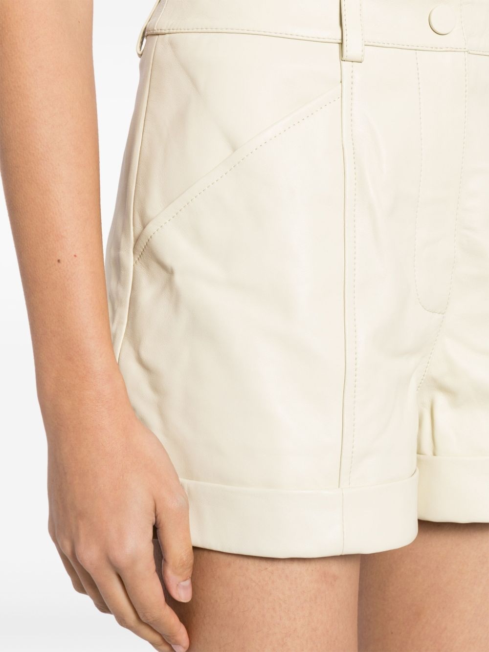 high-waist leather shorts - 5