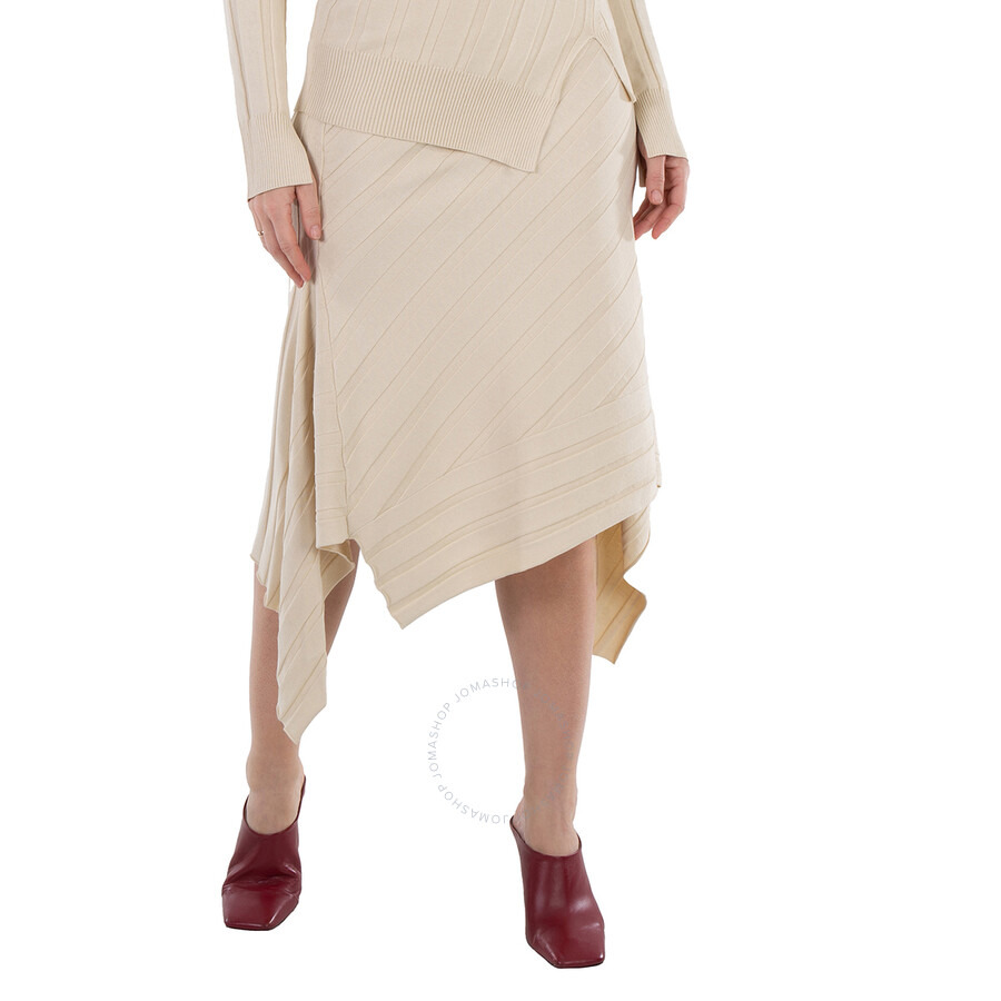 Stella McCartney White Asynnetric Hem Rib-Knit Skirt - 4