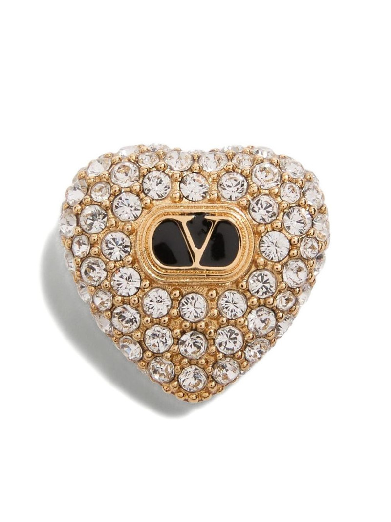 Valentino Coeur Royal crystal-embellished heart earrings outlook
