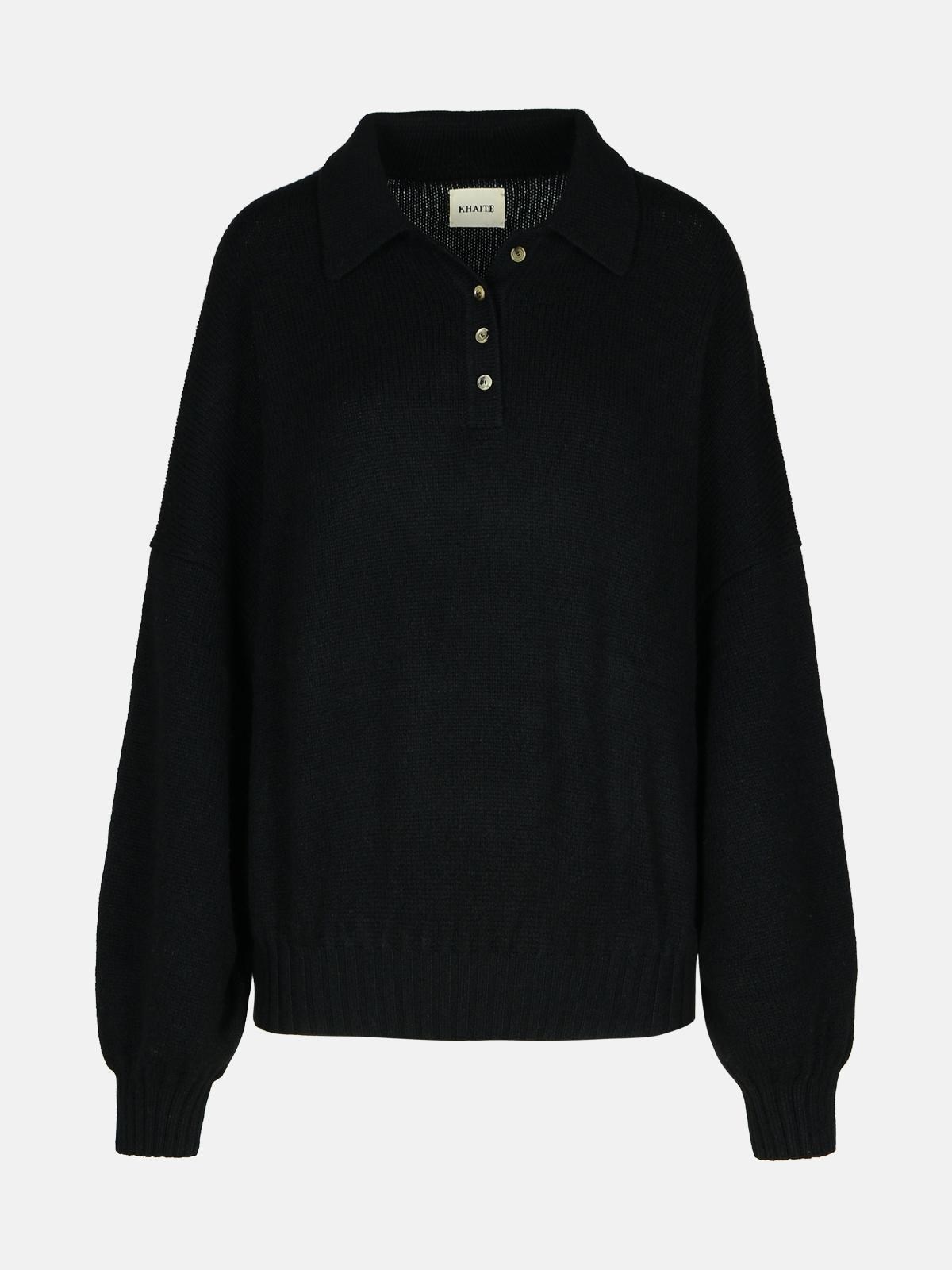 'RENE' BLACK CASHMERE BLEND SWEATER - 1