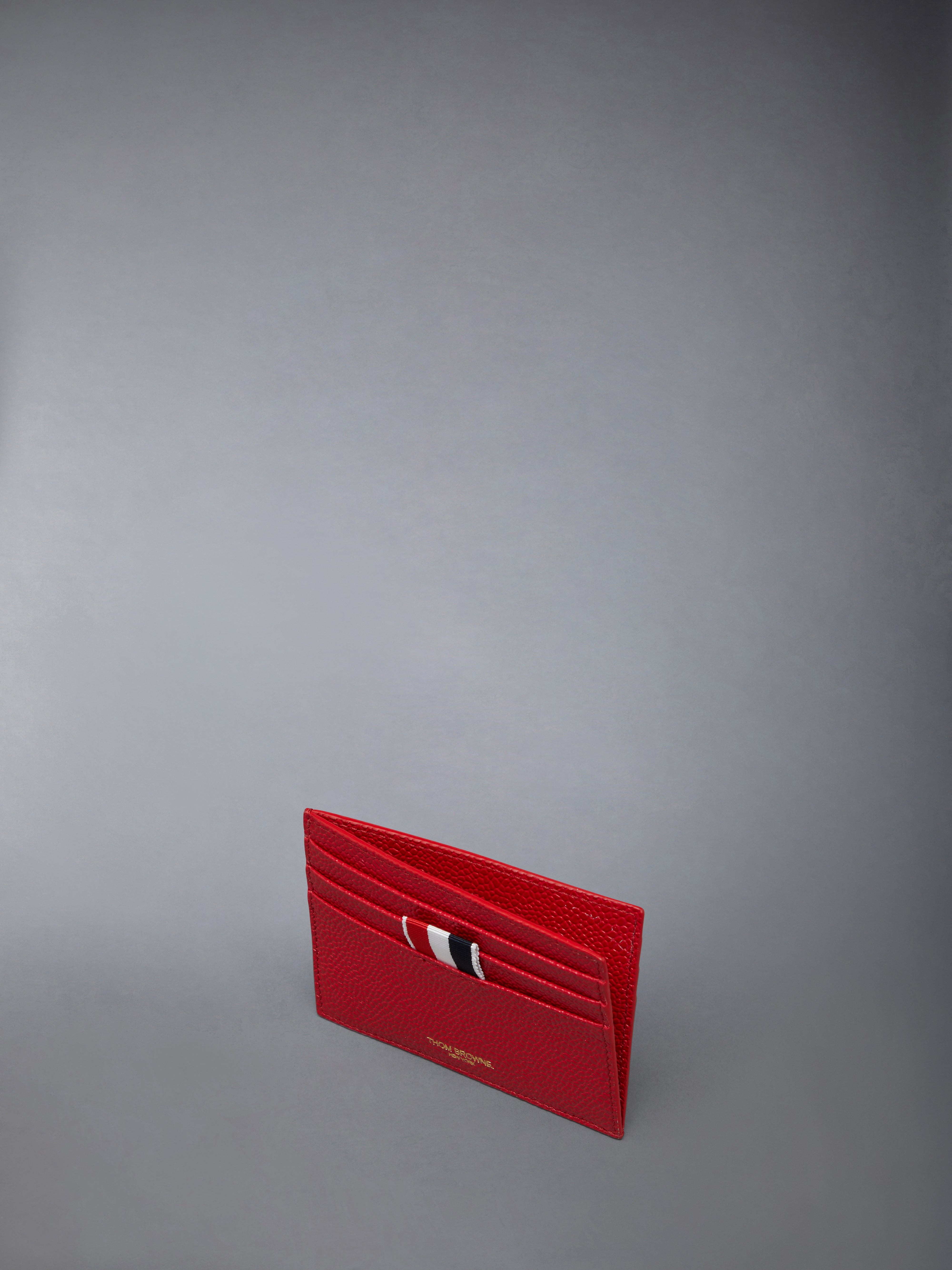Pebble Grain Leather Note Compartment Single Card Holder - 3