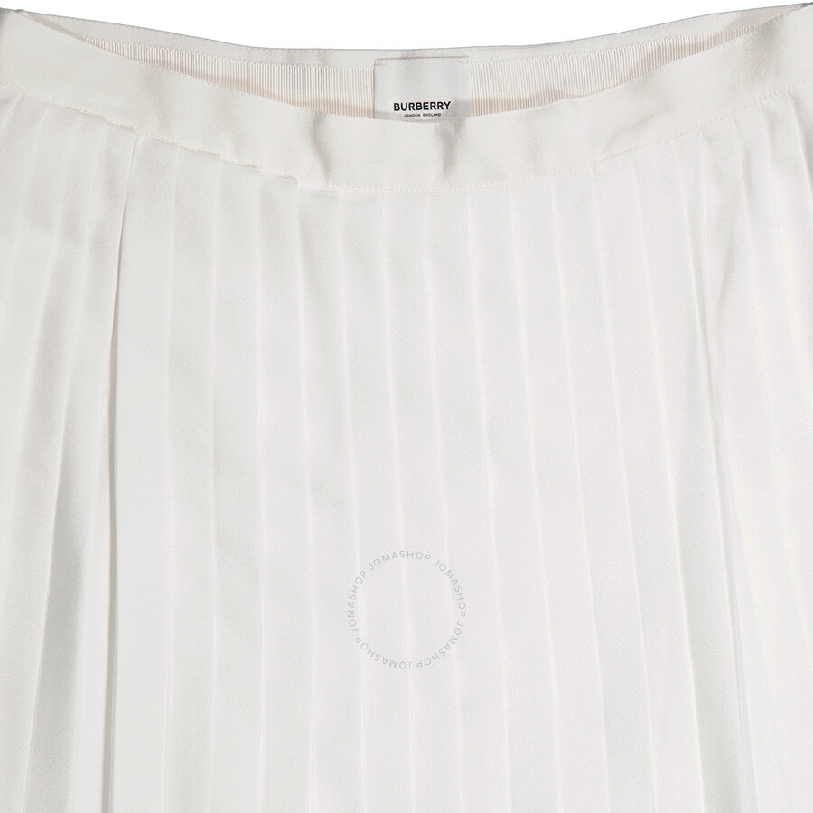 Burberry Pleated Skirt With Silk Lining In Optic White - 7
