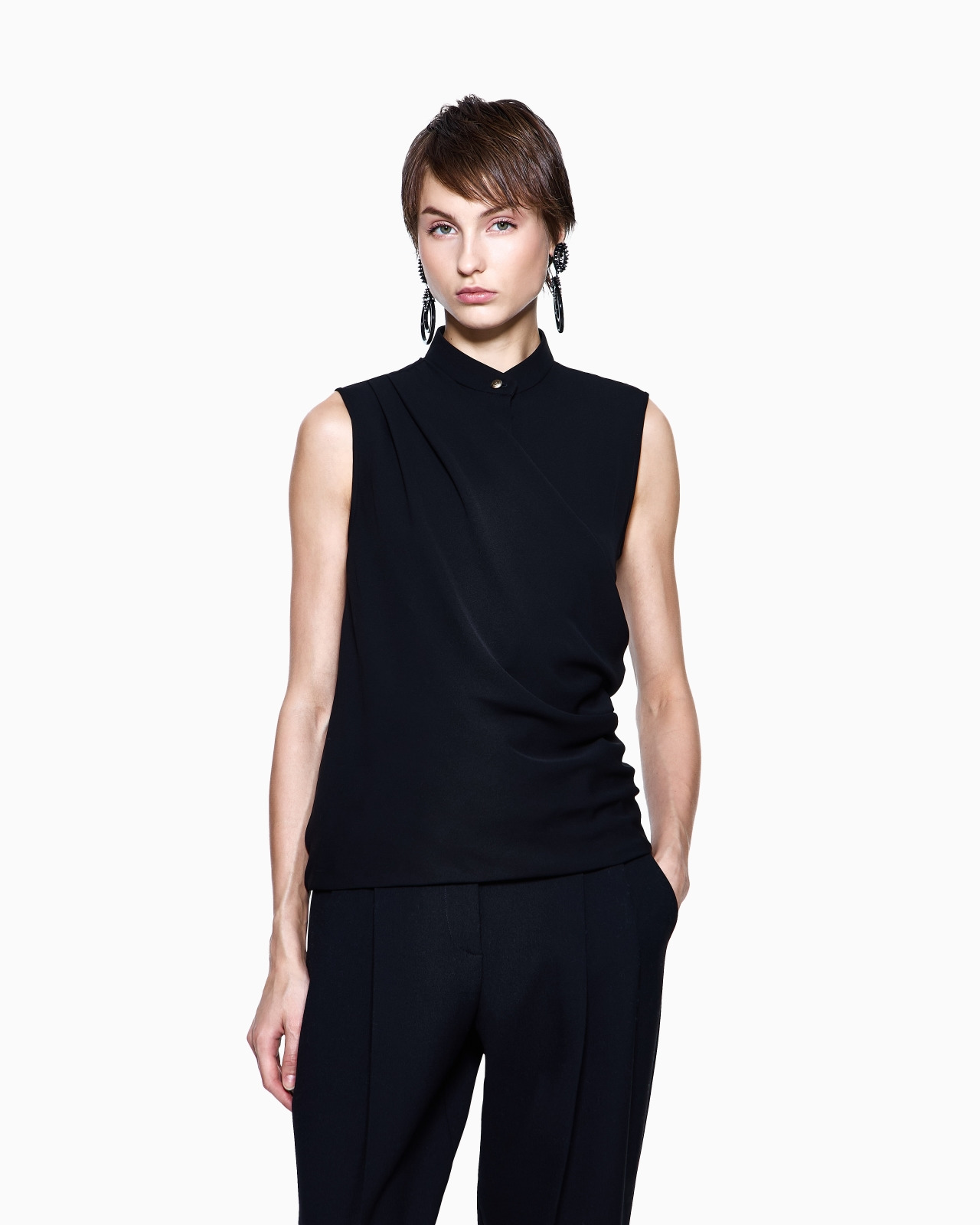 DRAPED TOP IN TRIPLE SILK GEORGETTE - 3