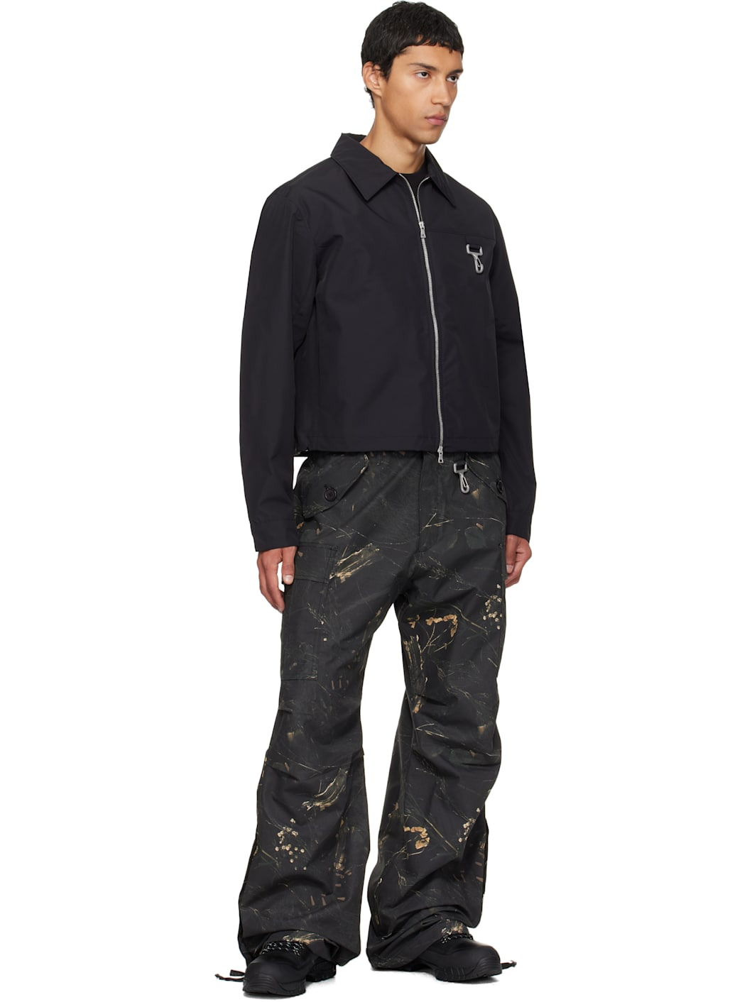 Black Laminated Nylon Work Jacket - 4