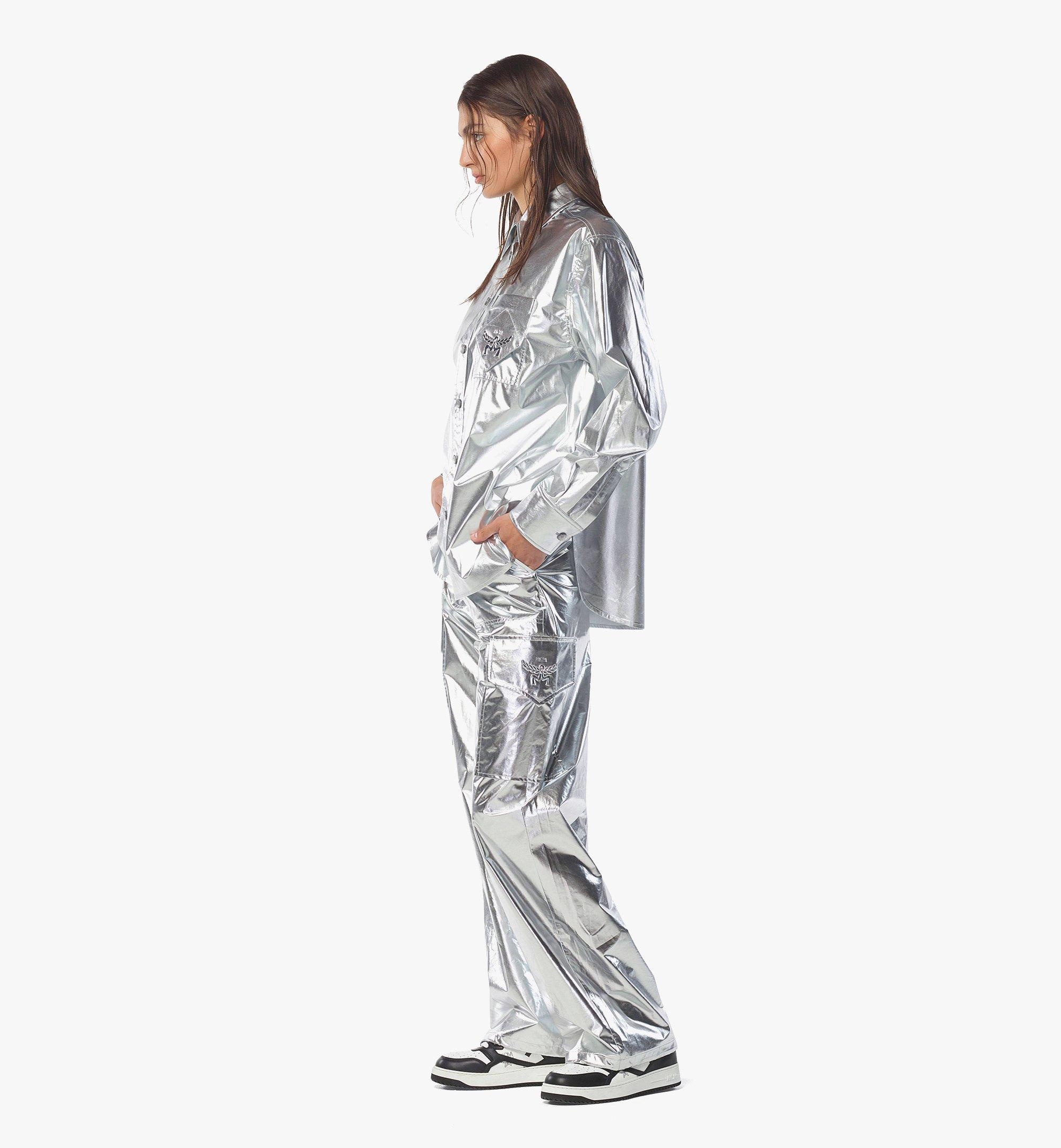Oversized Shirt in Metallic Polyester - 4