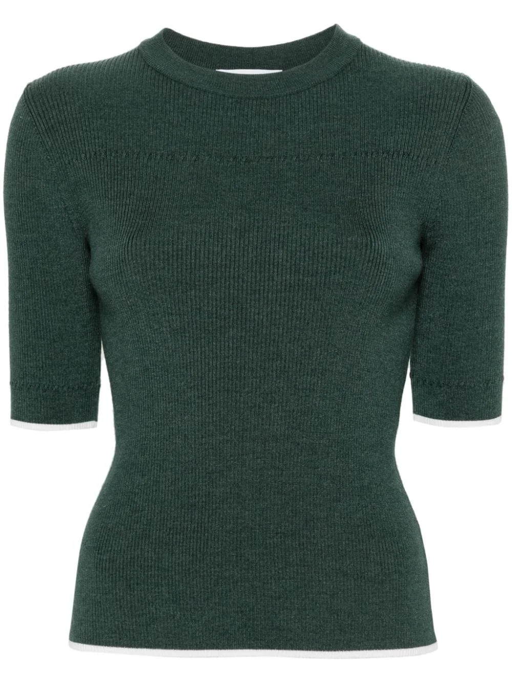 contrasting-trim ribbed jumper - 1