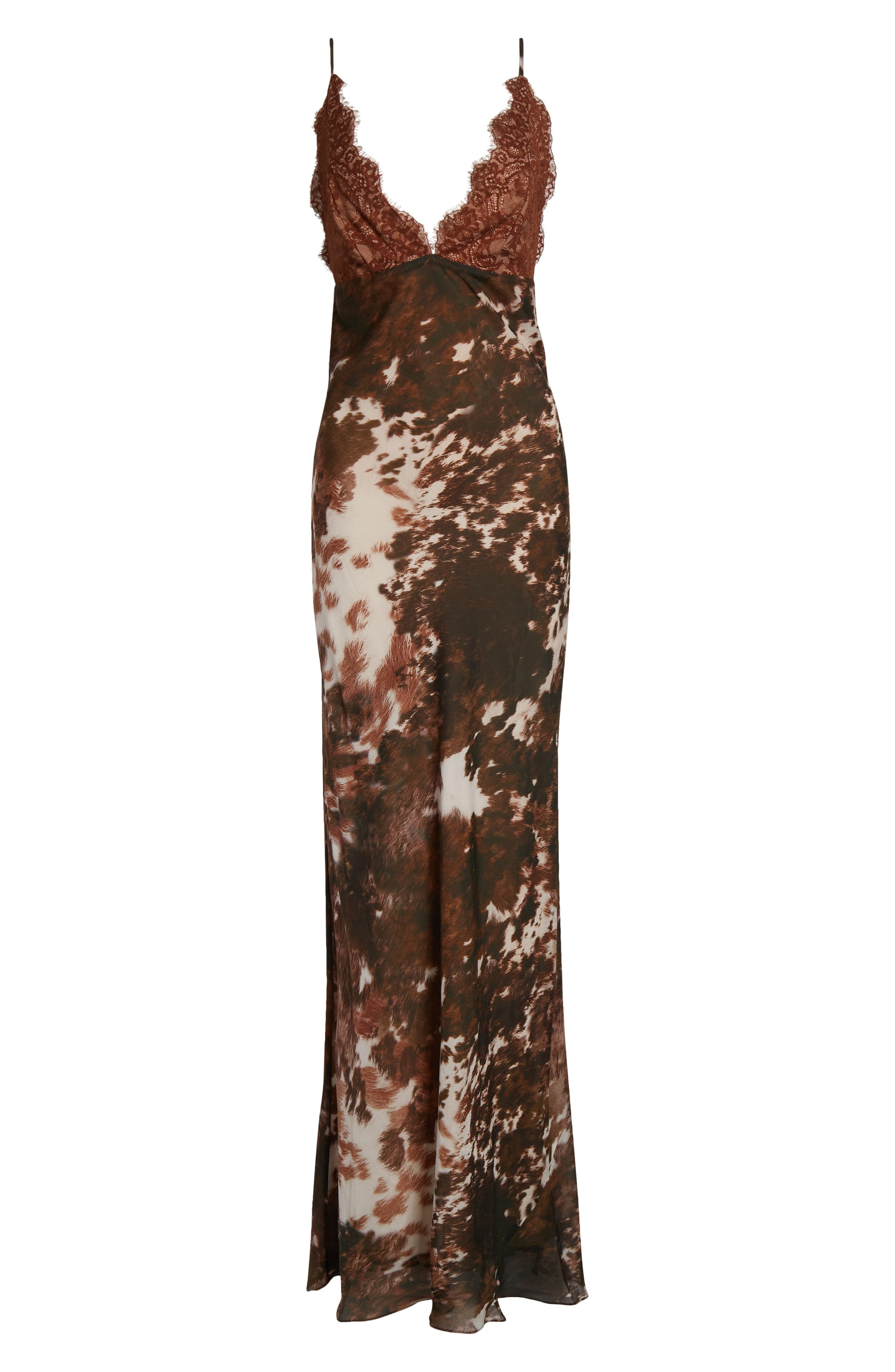 L'AGENCE Susanna Lace Bust Silk Slipdress in Multi Cow Print at Nordstrom - 5