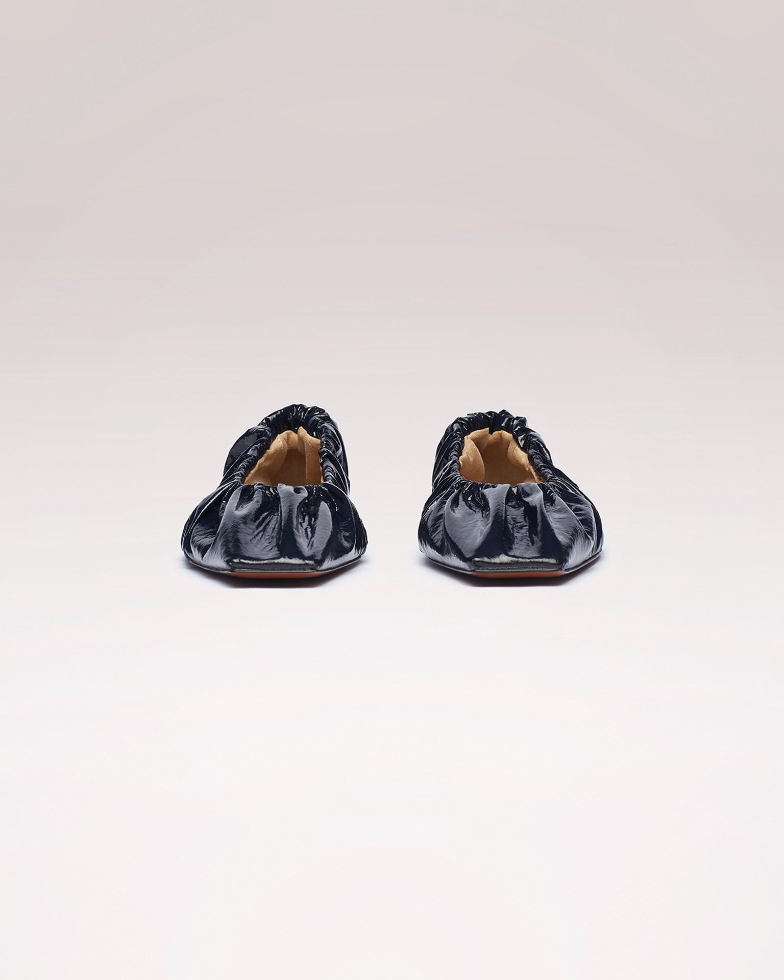 MATANGI - Ruched patent vegan leather flats - Navy - 2