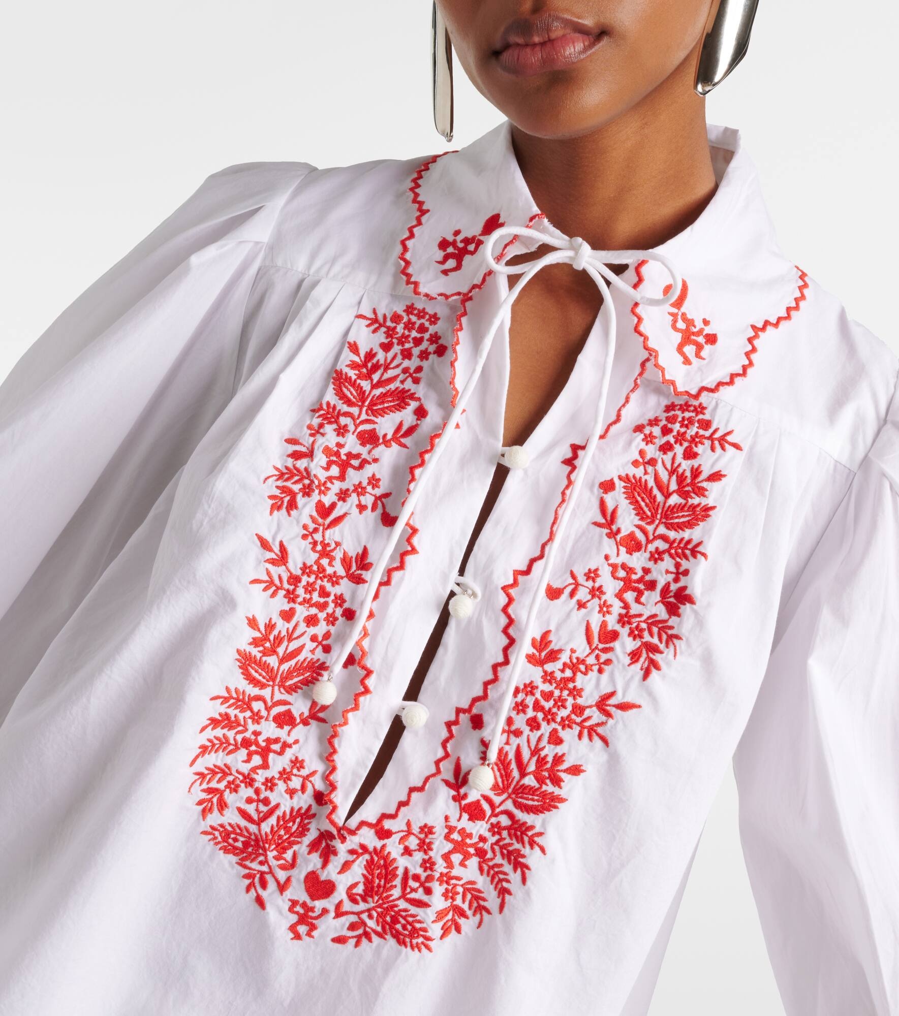 Hearts embroidered cotton shirt - 7