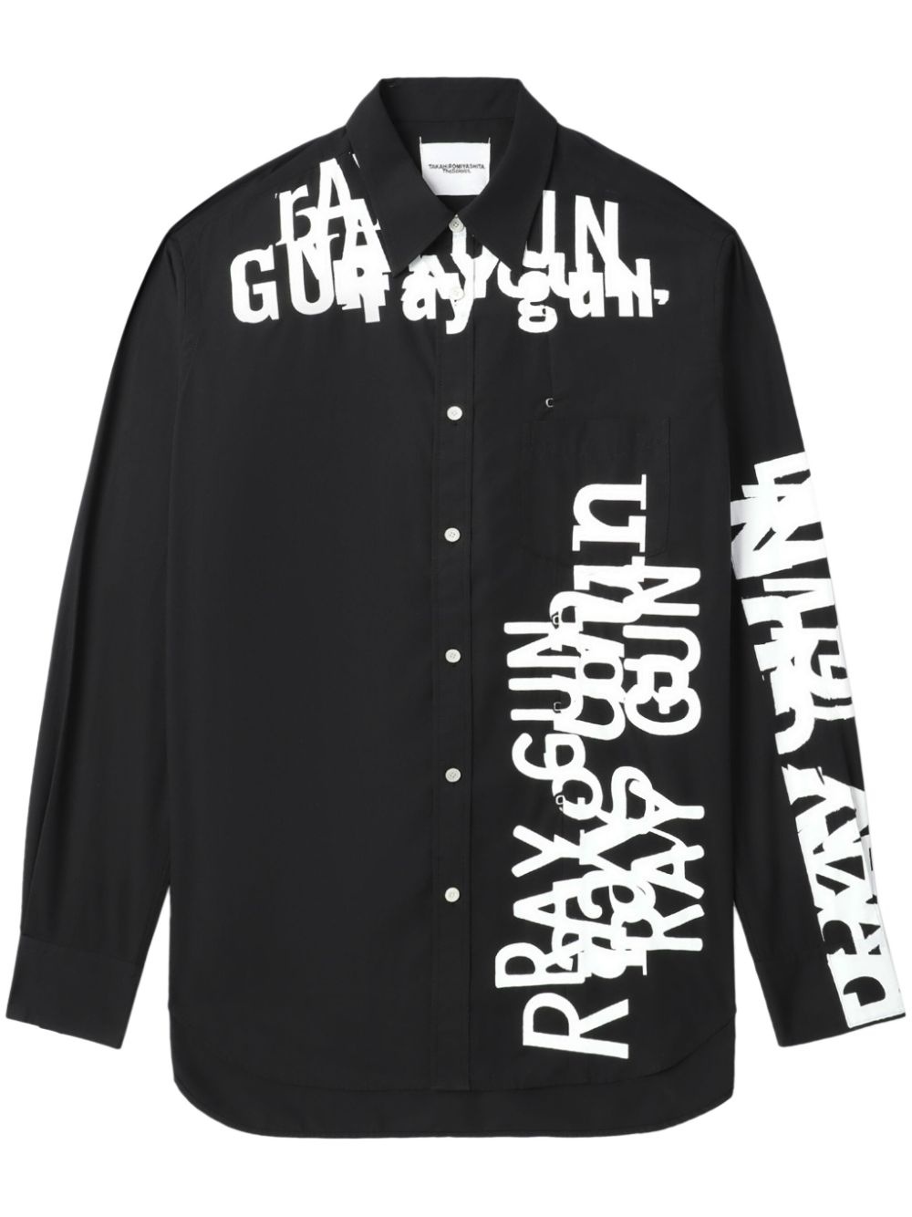 graphic letter-print two-tone shirt - 1