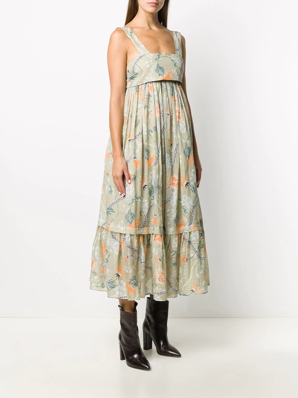 floral-print tiered midi dress - 3