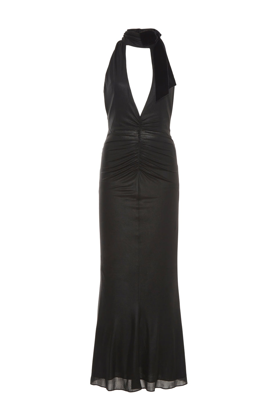 LAMINATED JERSEY EVENING DRESS WITH HALTERNECK - 1