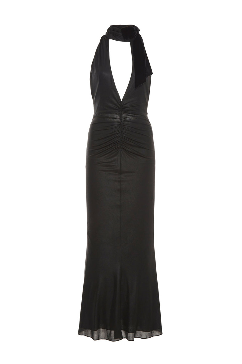 LAMINATED JERSEY EVENING DRESS WITH HALTERNECK 1