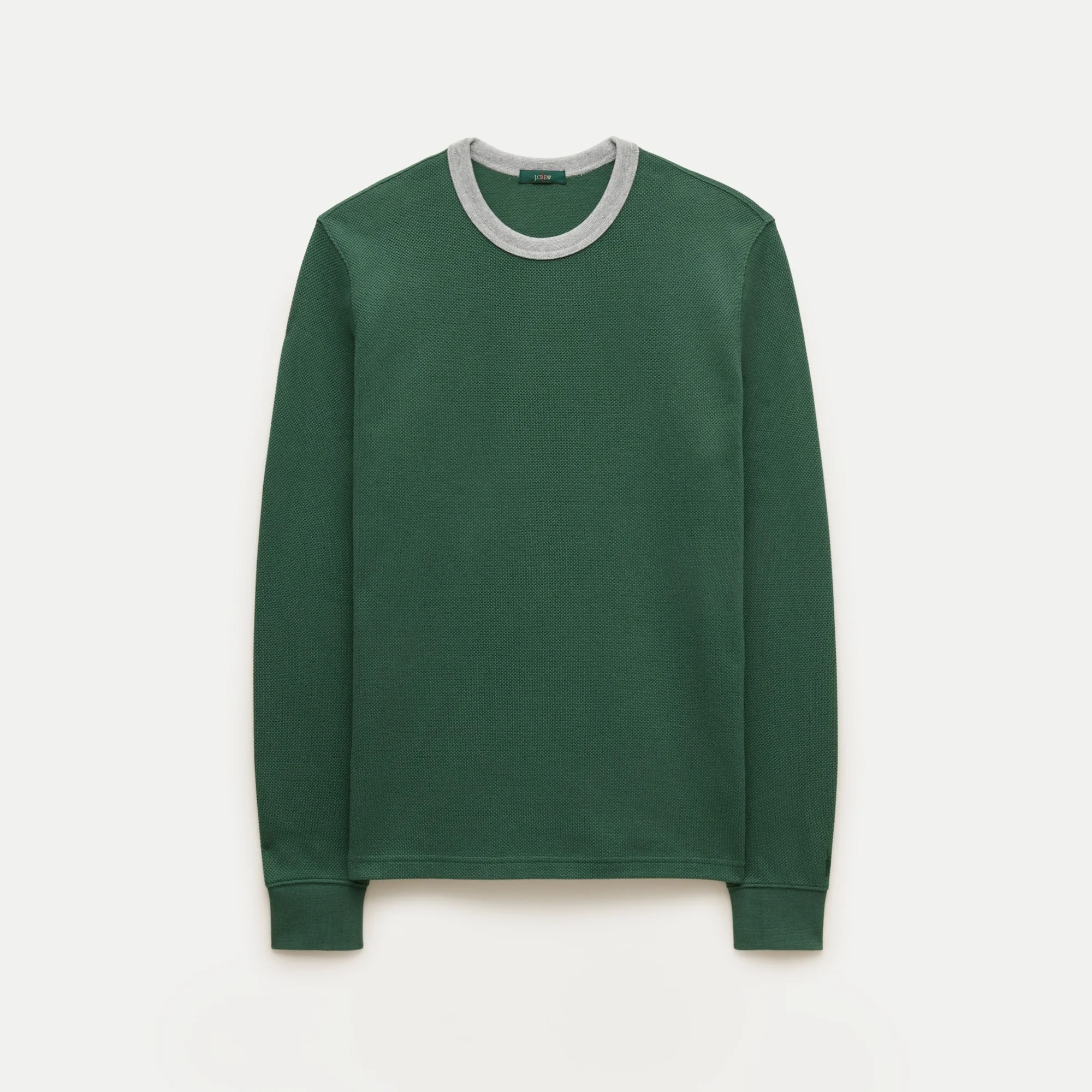 Long-sleeve macropiqué ringer T-shirt - 1