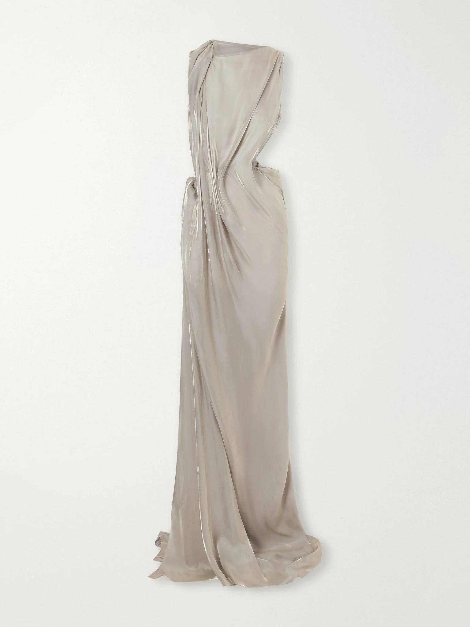 Glow Up draped metallic-satin gown Silver - 1