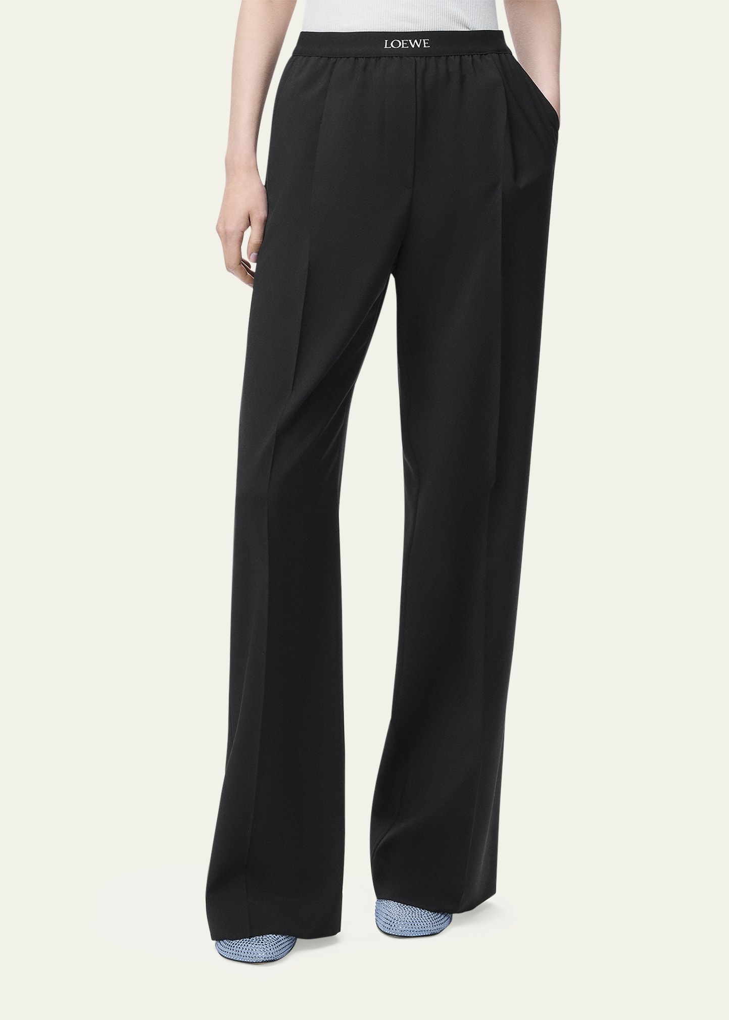 Logo Waistband Wide-Leg Trousers - 3