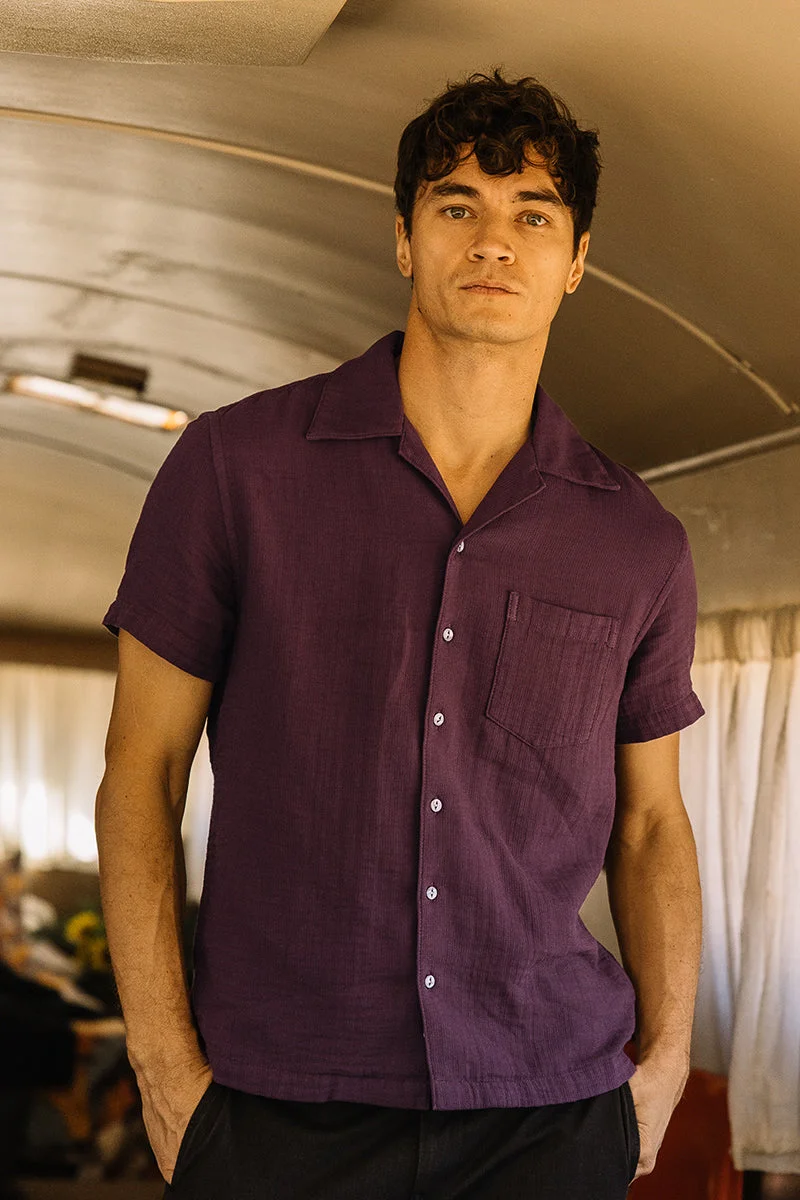 The Wrench Waffle Double Gauze Shirt - Merlot - 1