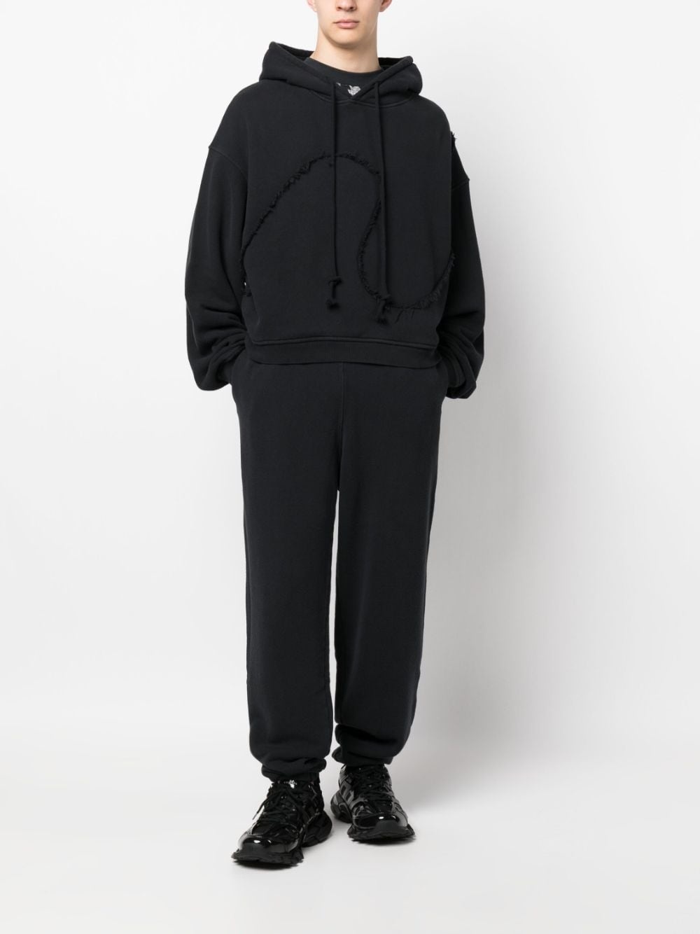 jersey-fleece cotton track pants - 2