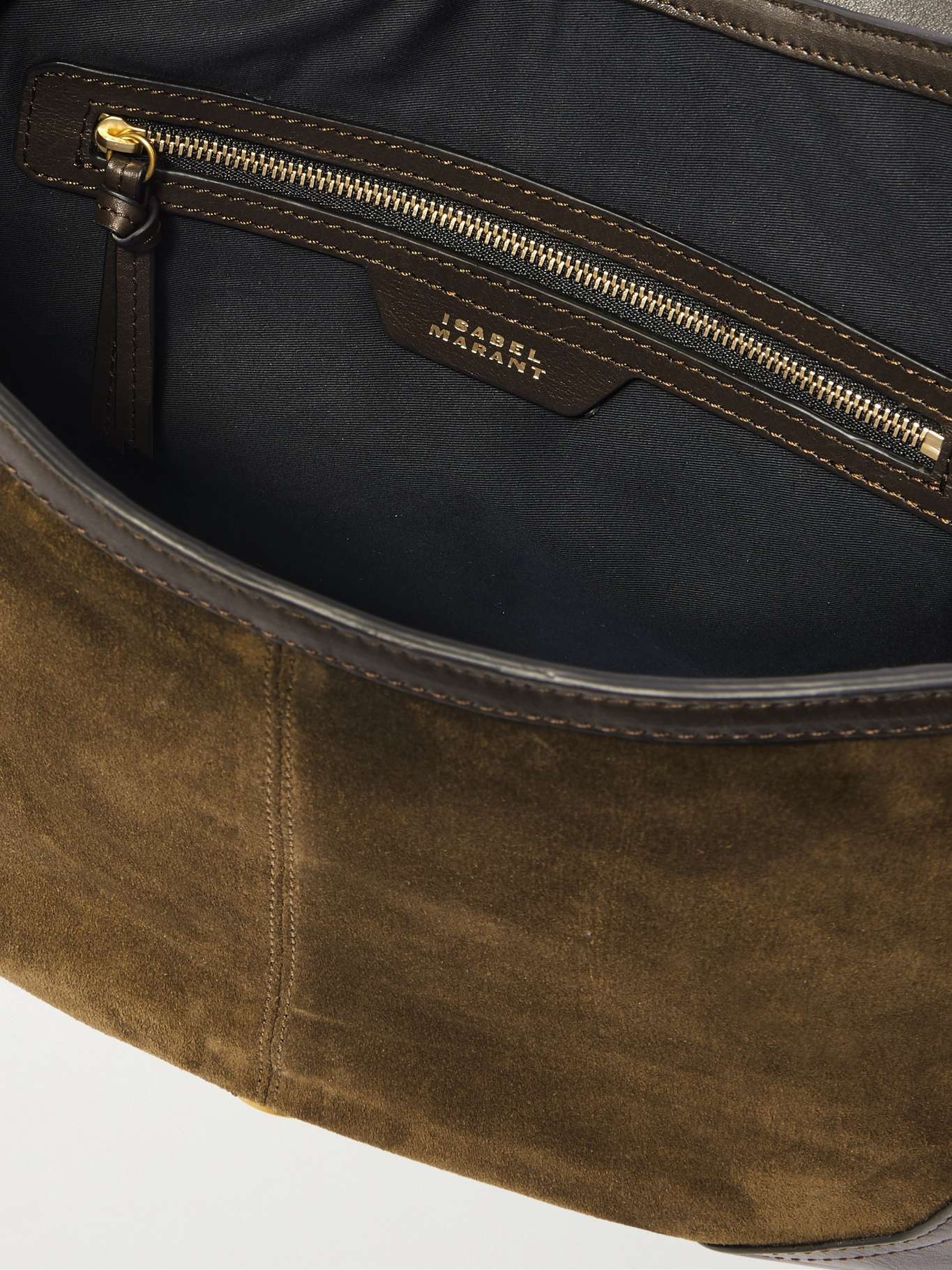 Sierra leather-trimmed suede shoulder bag - 5