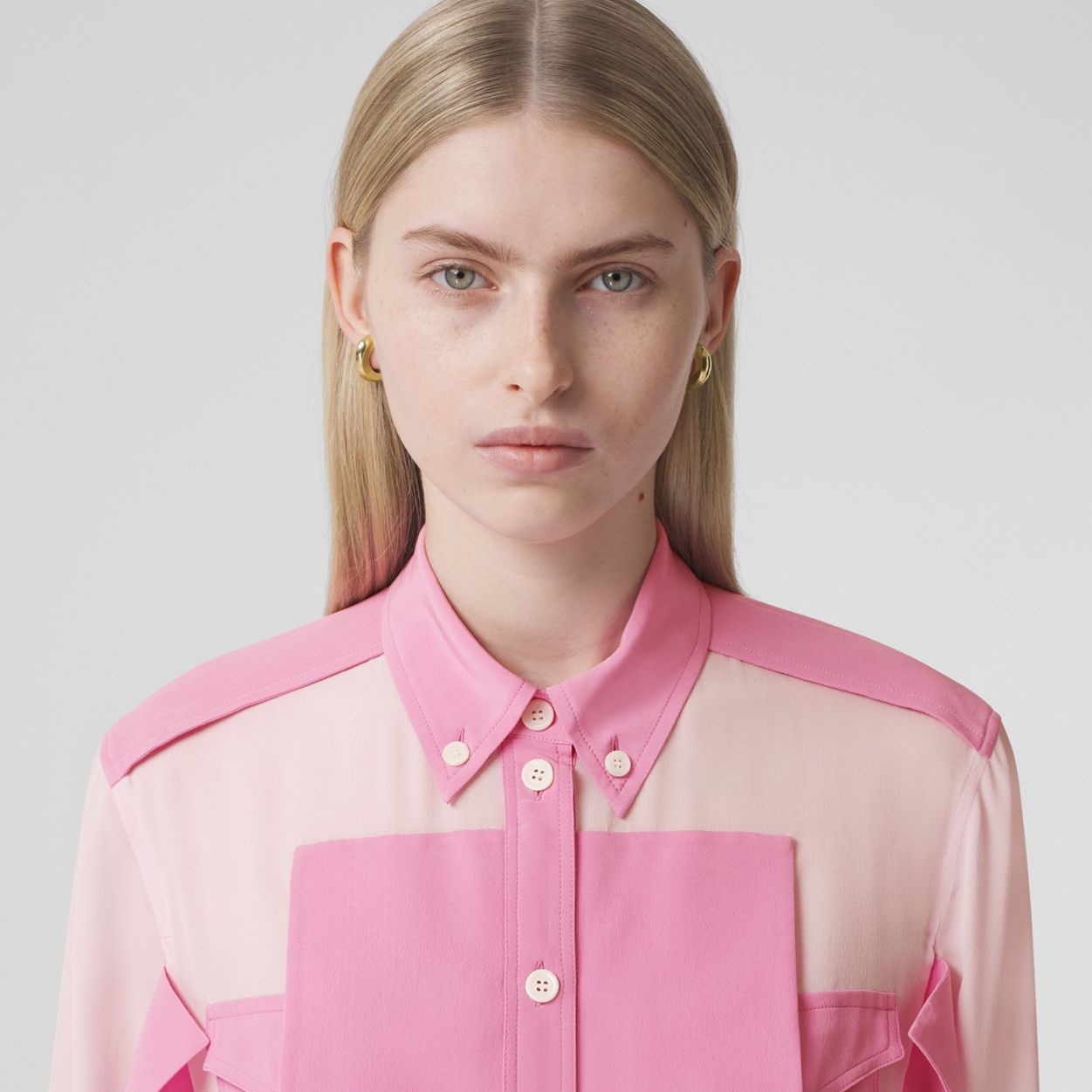 Burberry Panelled Silk Crepe de Chine Shirt | REVERSIBLE