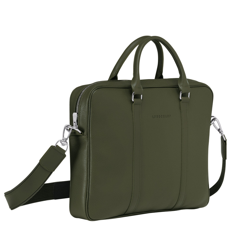 Longchamp Le Foulonné XS Briefcase Khaki - Leather outlook